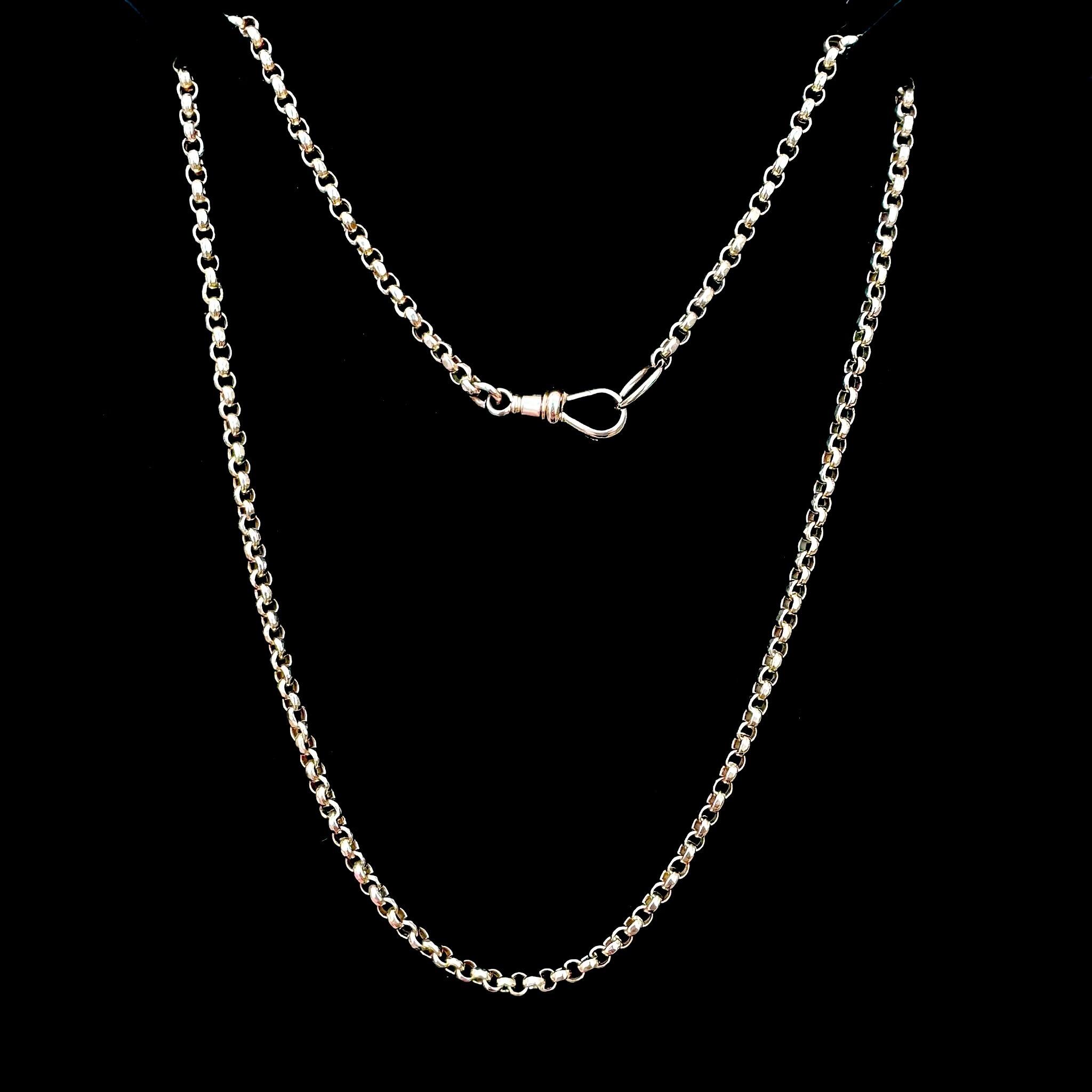 Antique Gold Belcher Link Chain Necklace & Dog Clip displayed with a black background