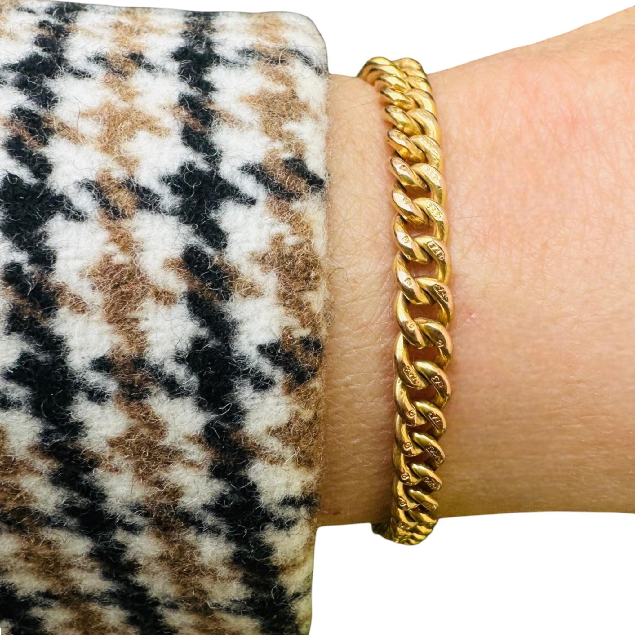 Gold Albert Curb Link Bracelet & Dog Clip Clasp worn on models wrist