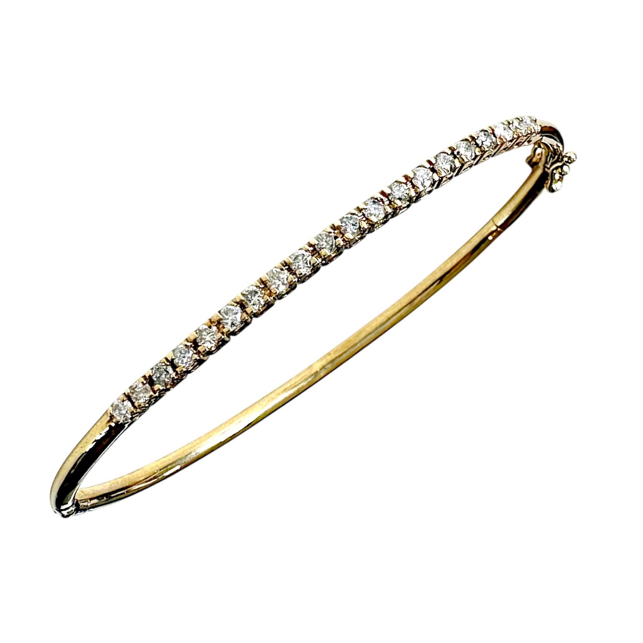 front view of Vintage Gold & Diamond Tennis Style Bangle with white background
