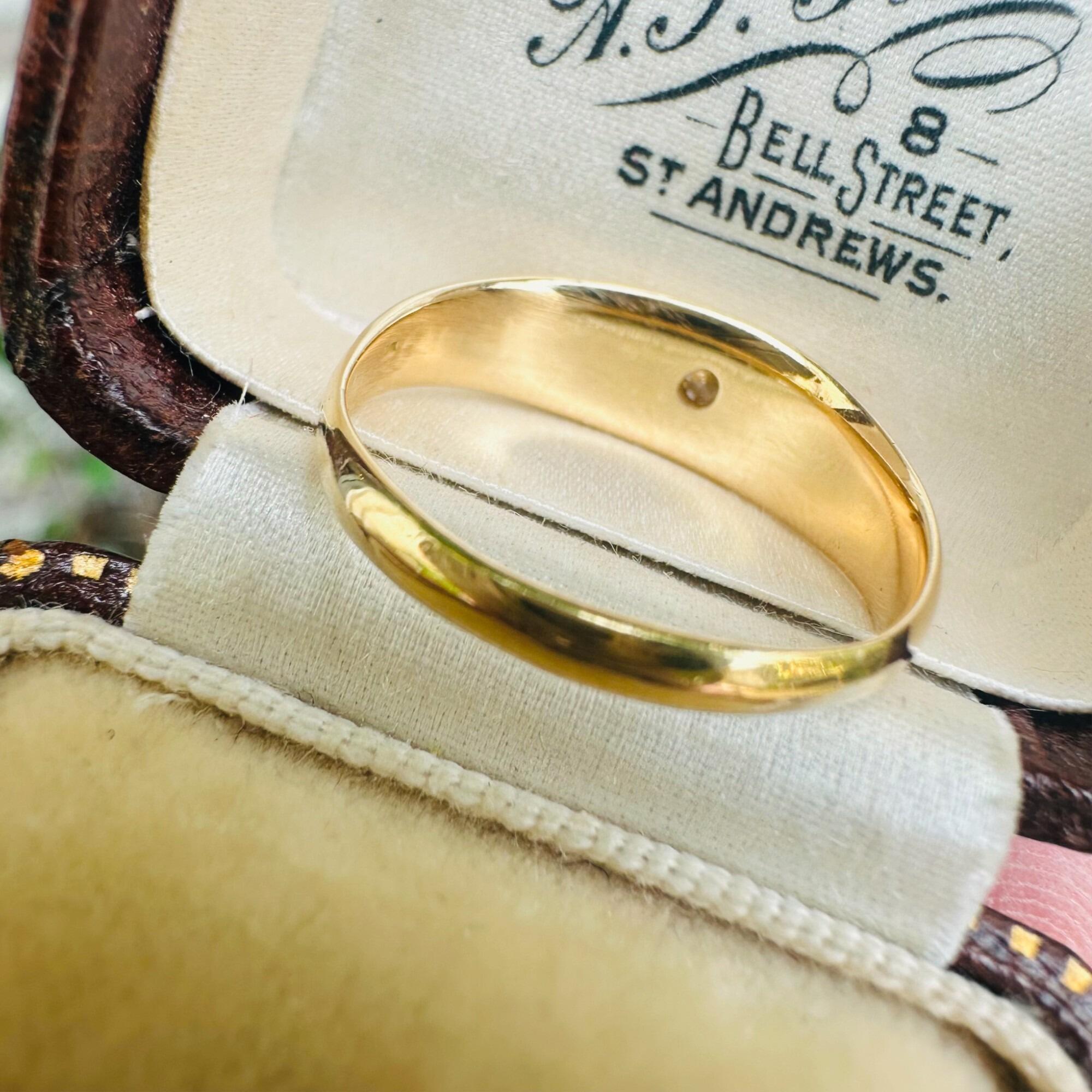 Rear view, Antique Victorian 18k Gold Diamond Star-Set Gypsy Ring in antique box
