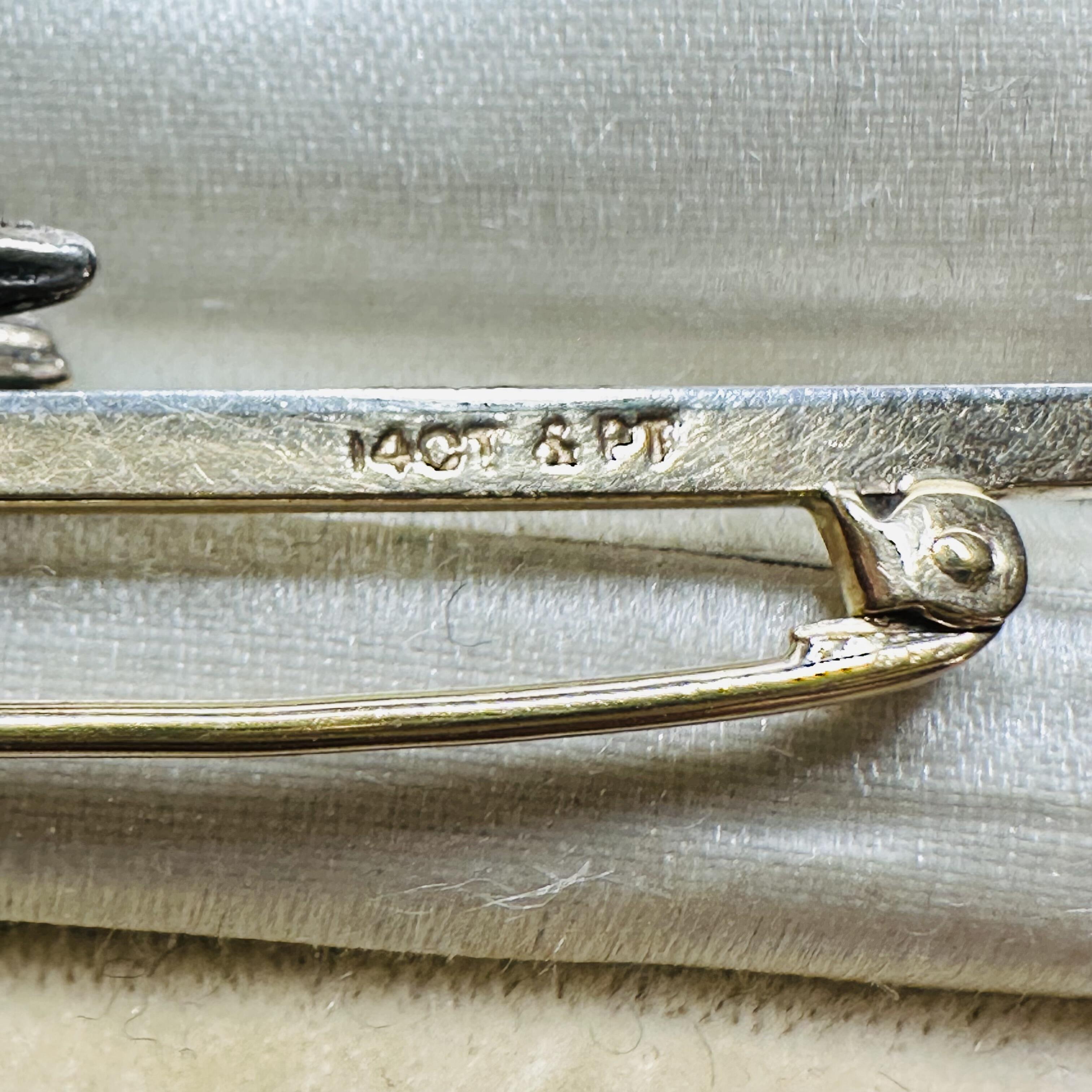 close up, Edwardian Diamond Set Running Fox Brooch in original box