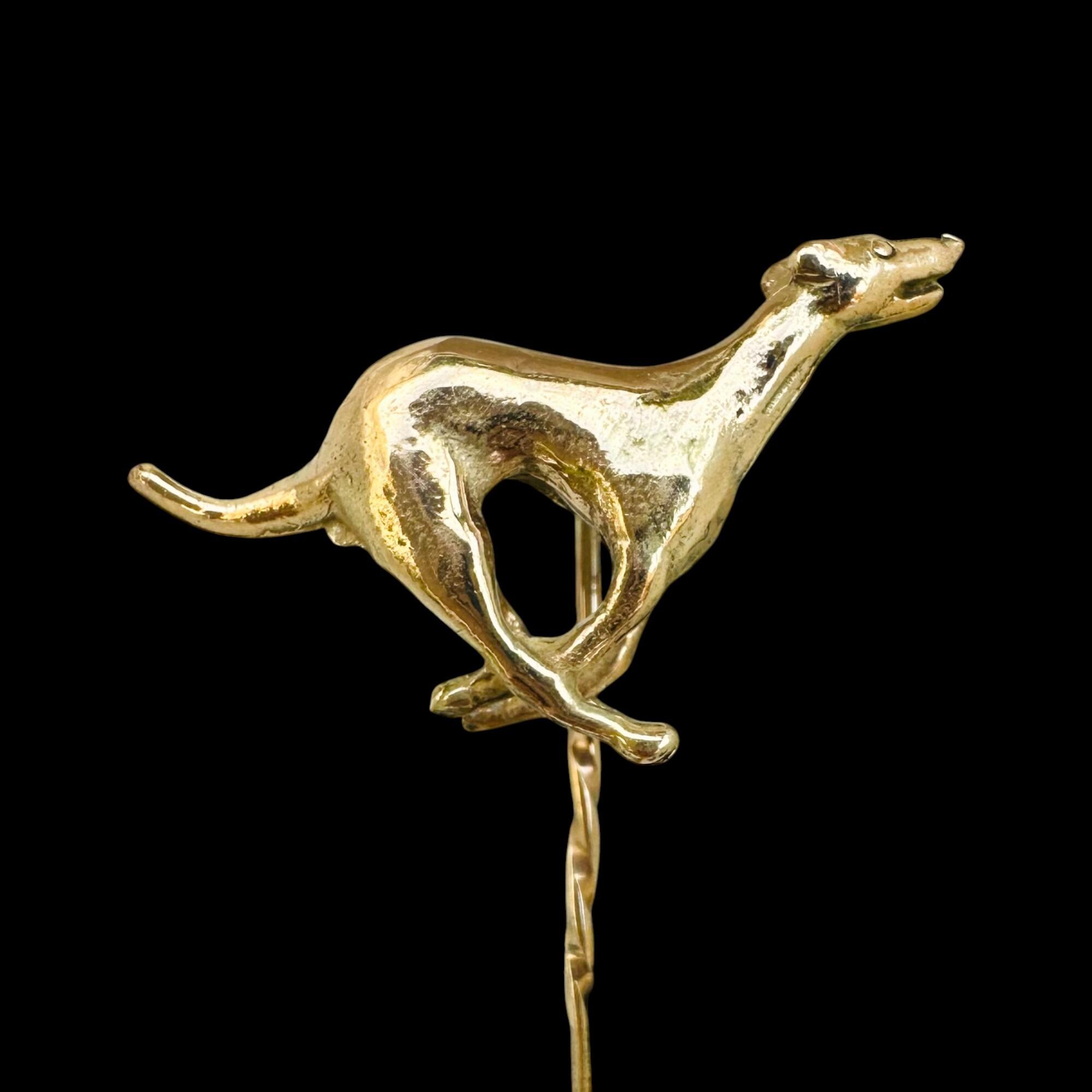 Antique 9ct Gold Leaping Greyhound Dog Stick Pin – Dog Motif Jewellery
