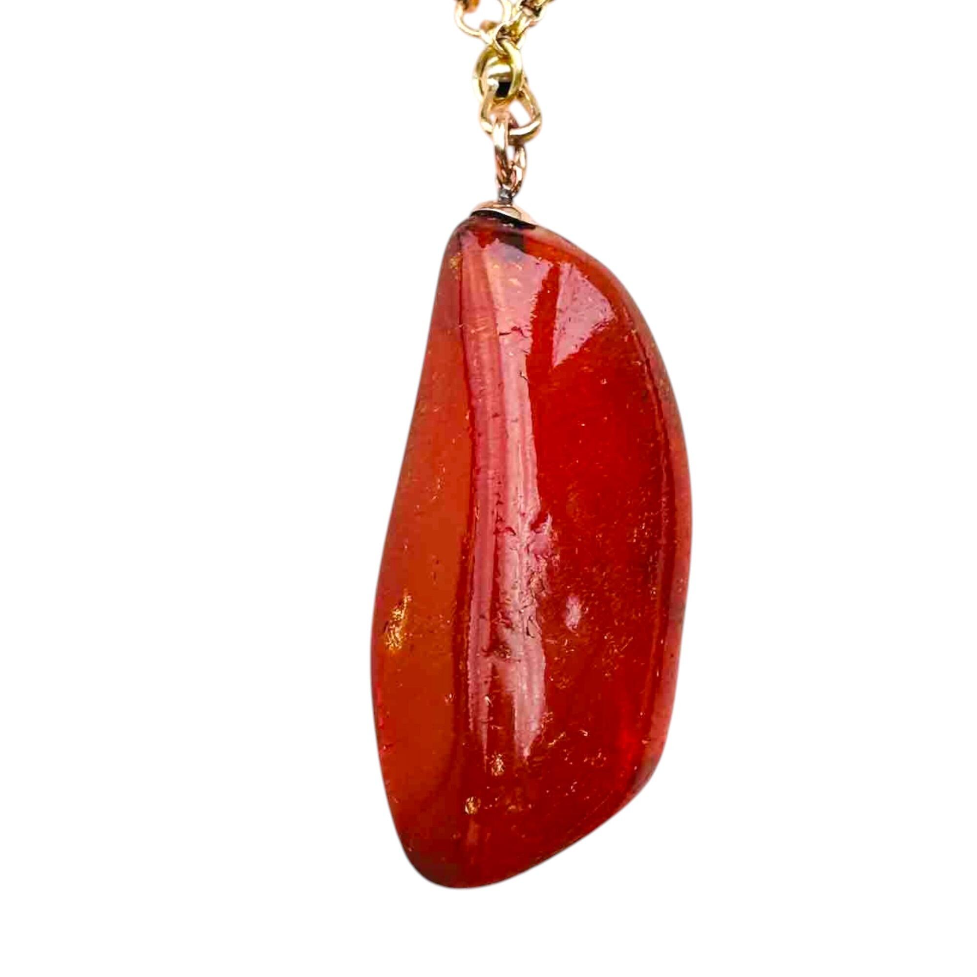 Antique Large Baltic Amber Pendant with 9k Rose Gold Fittings