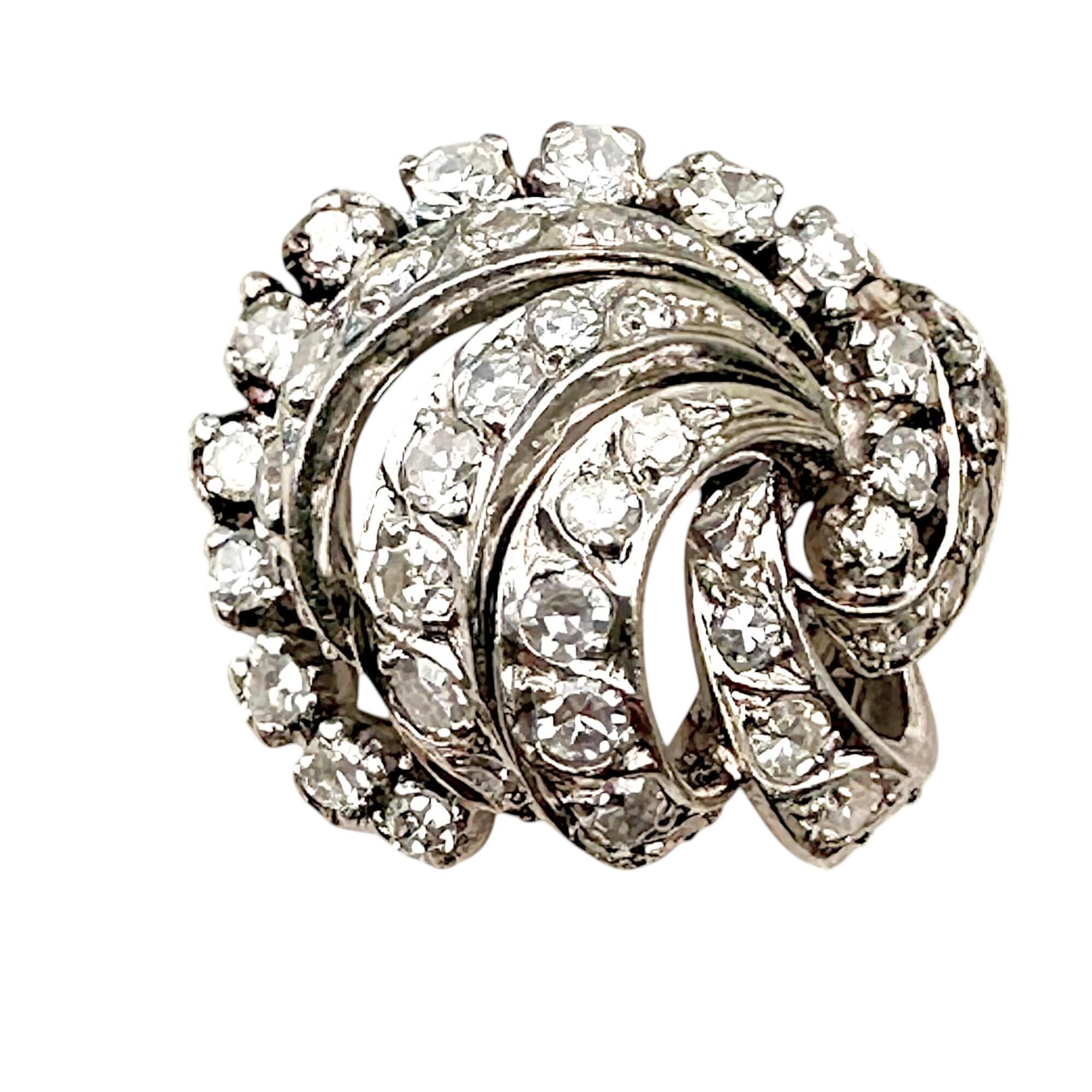 Platinum Diamond 1.12ct cluster cocktail ring , on a white background