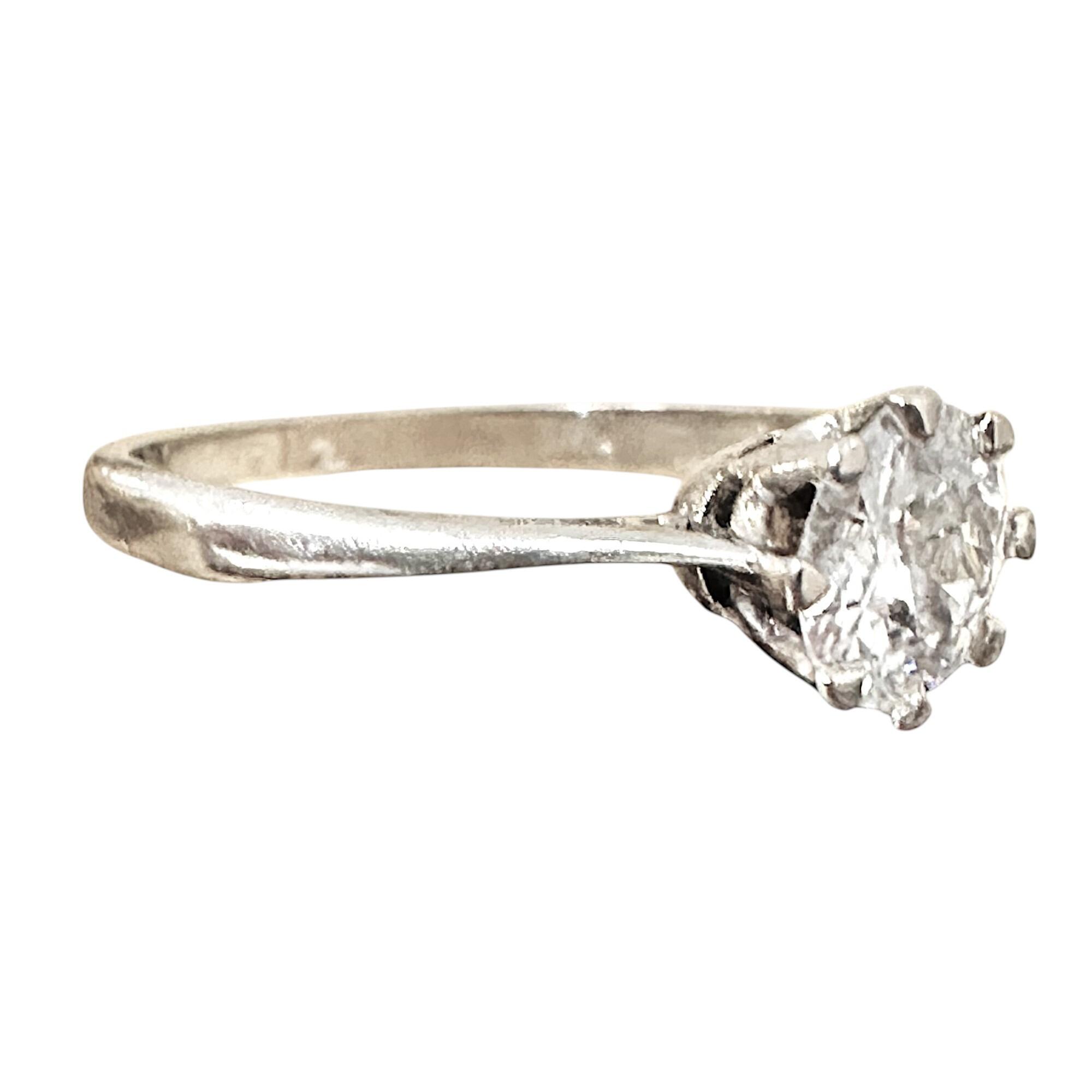 Art Deco platinum and old European cut solitaire diamond engagement ring, side view