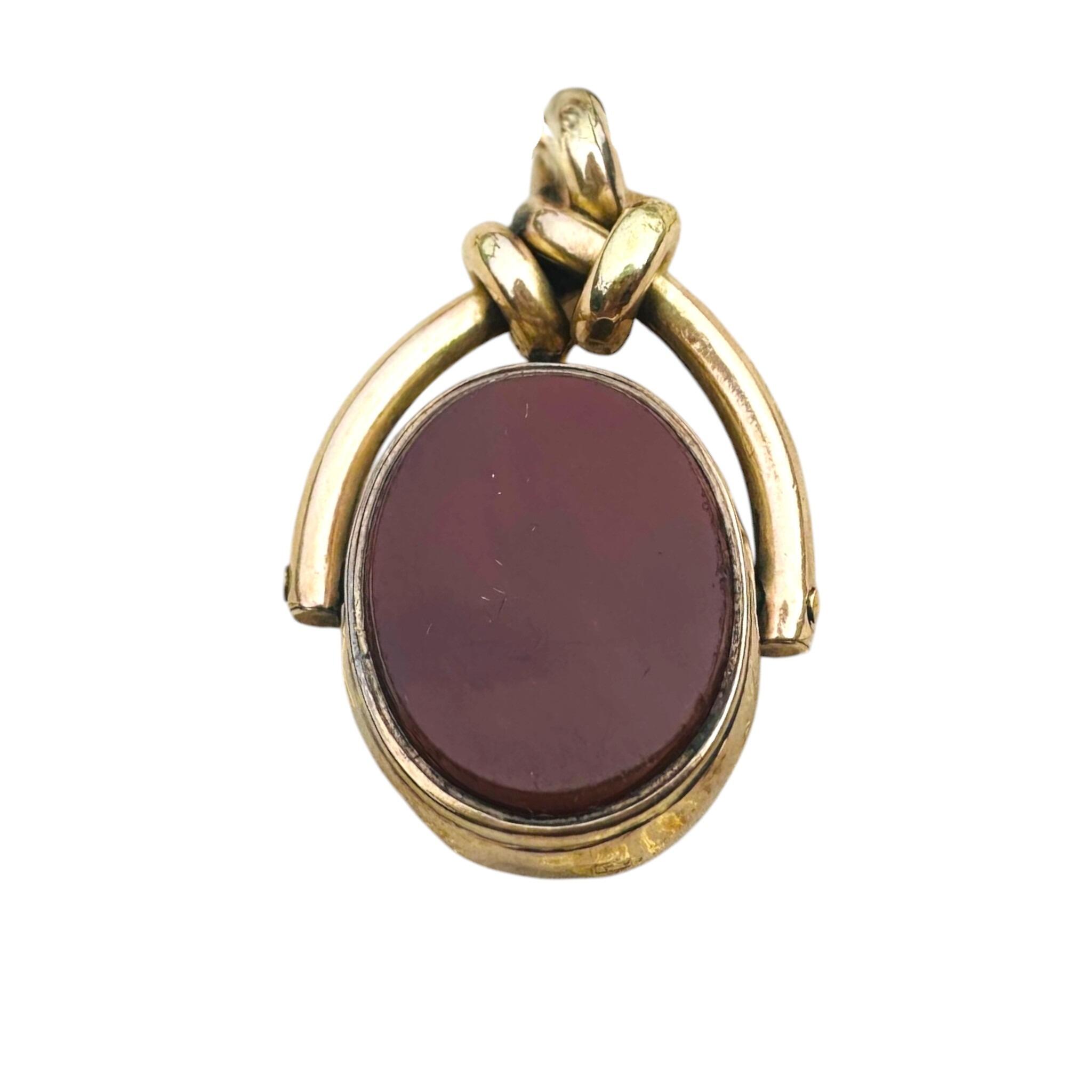 Antique Victorian 9ct Gold Bloodstone & Carnelian Swivel Fob with white background