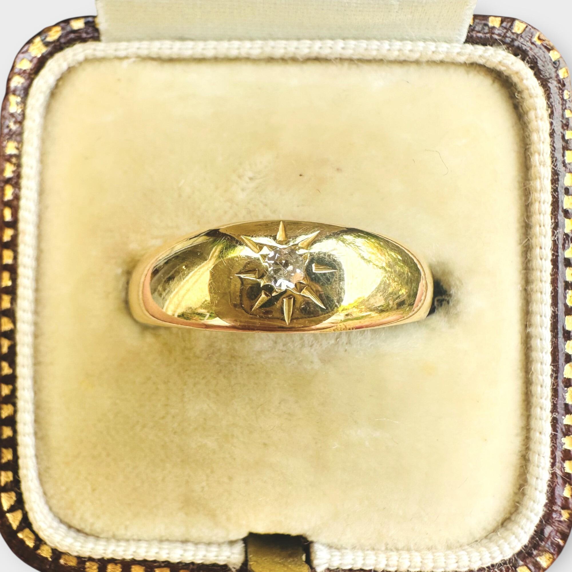 Antique Victorian 18k Gold Diamond Star-Set Gypsy Ring