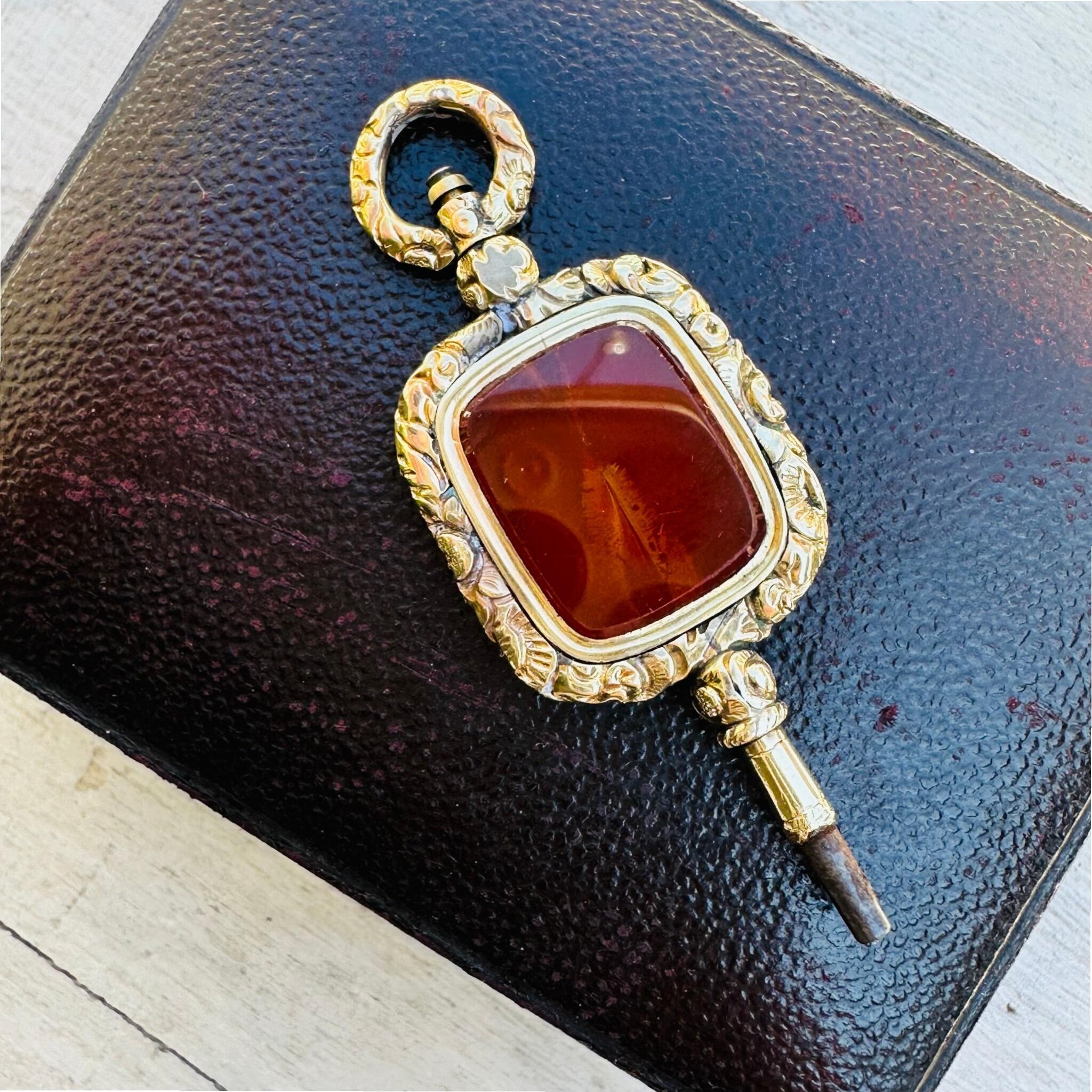 Antique Georgian Carnelian Watch Key Pendant