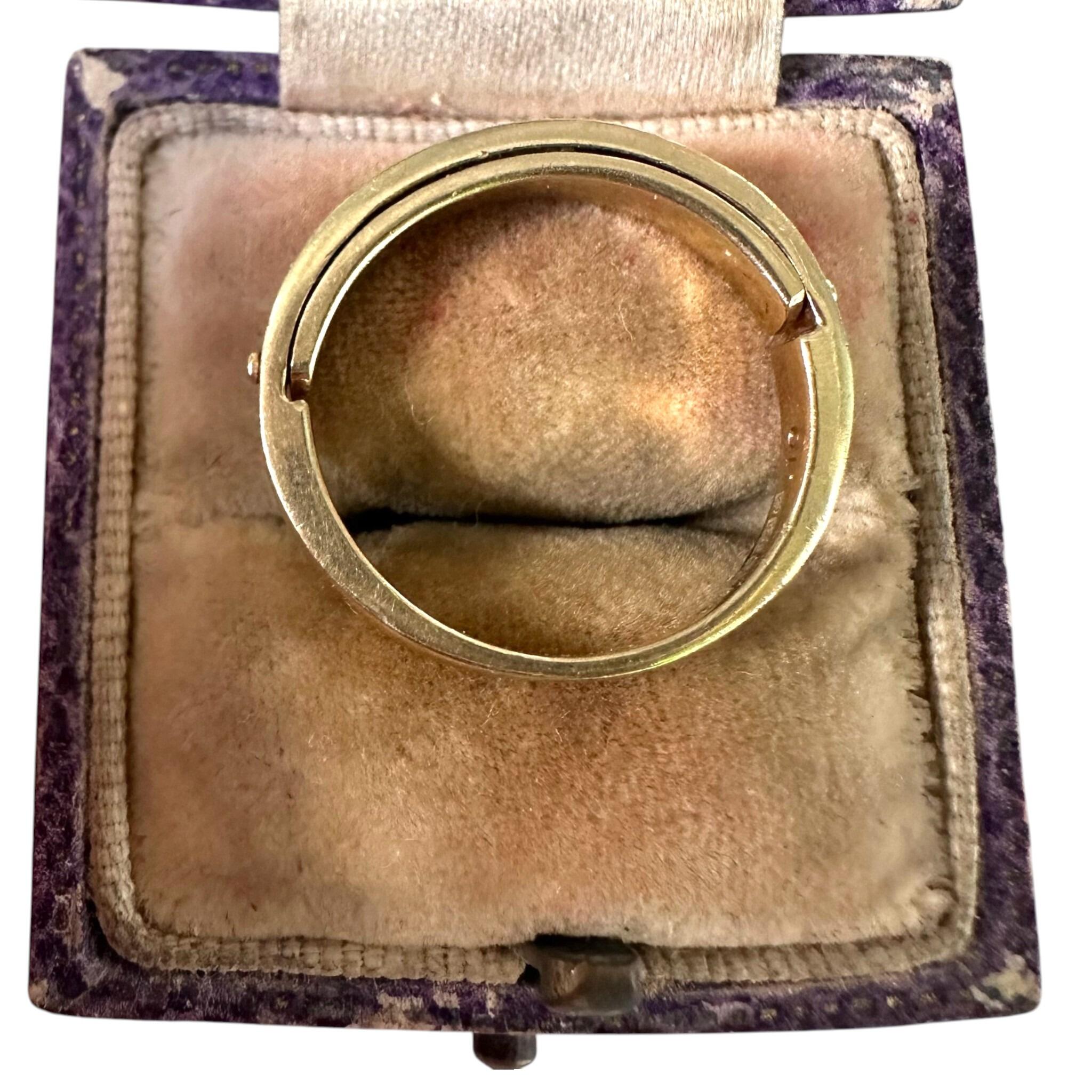 flat view of Vintage Gold & Diamond Secret Message "I Love You" Ring displayed in antique box