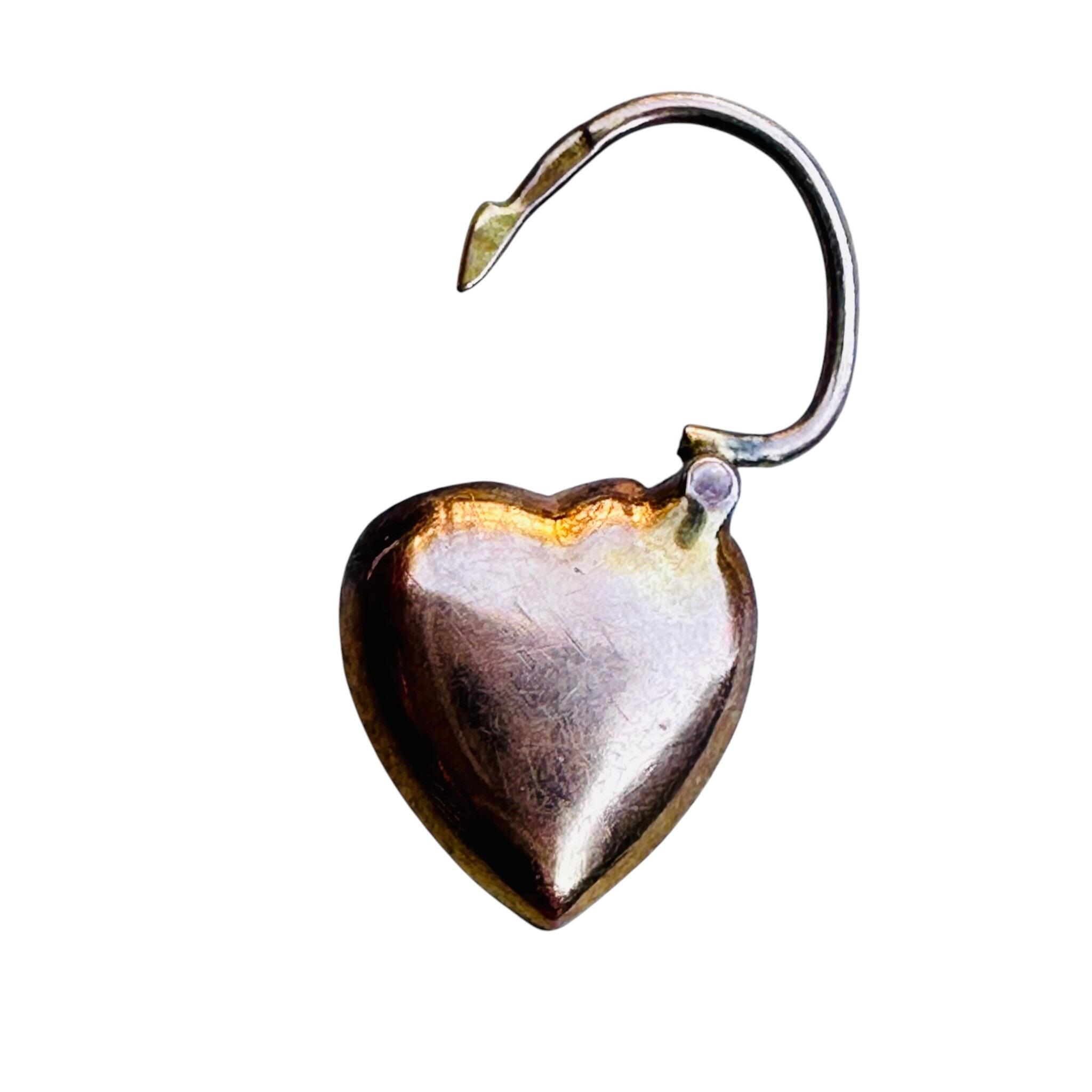 Antique Victorian Rose Gold Puffy Heart Clasp Lock open with white background