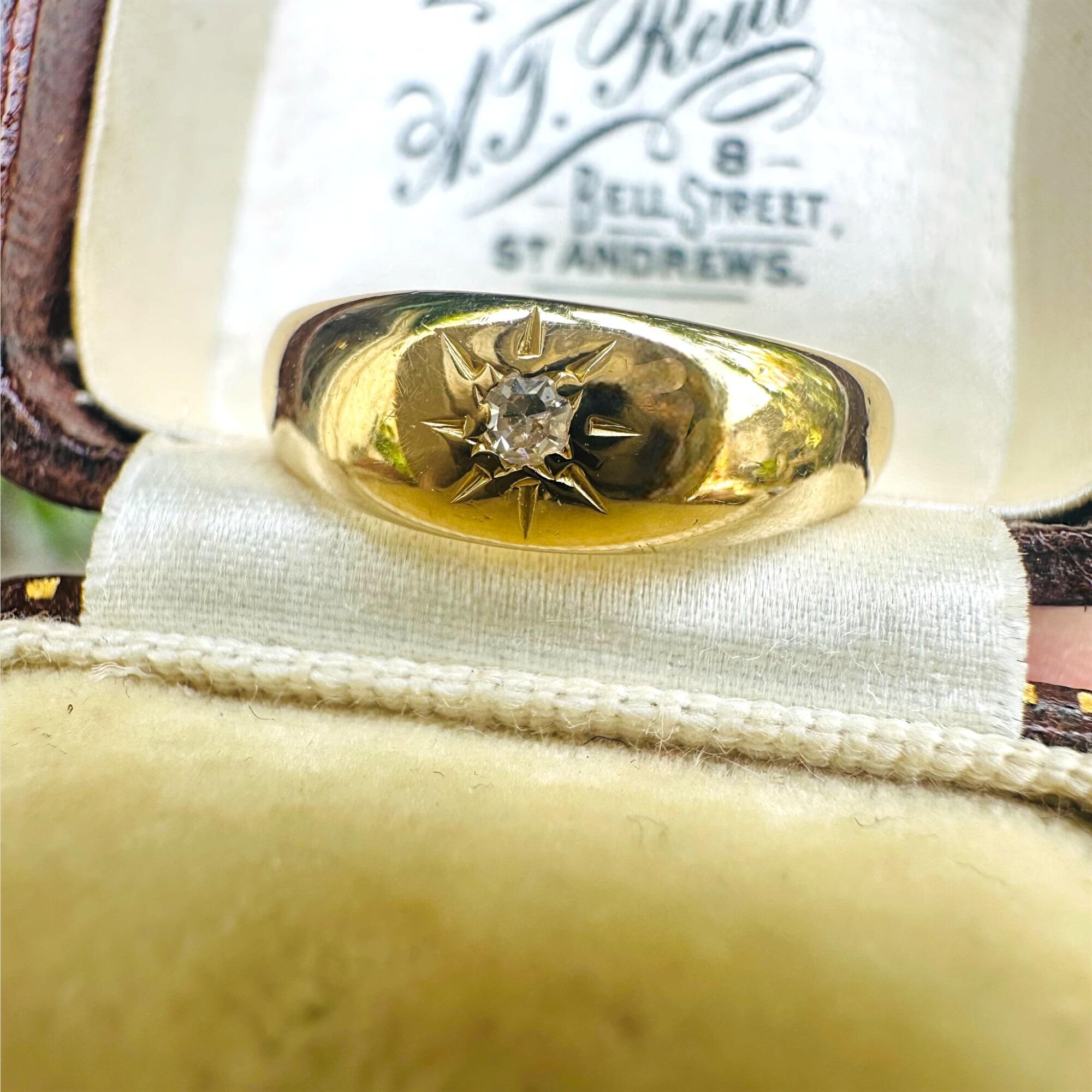 Antique Victorian 18k Gold Diamond Star-Set Gypsy Ring