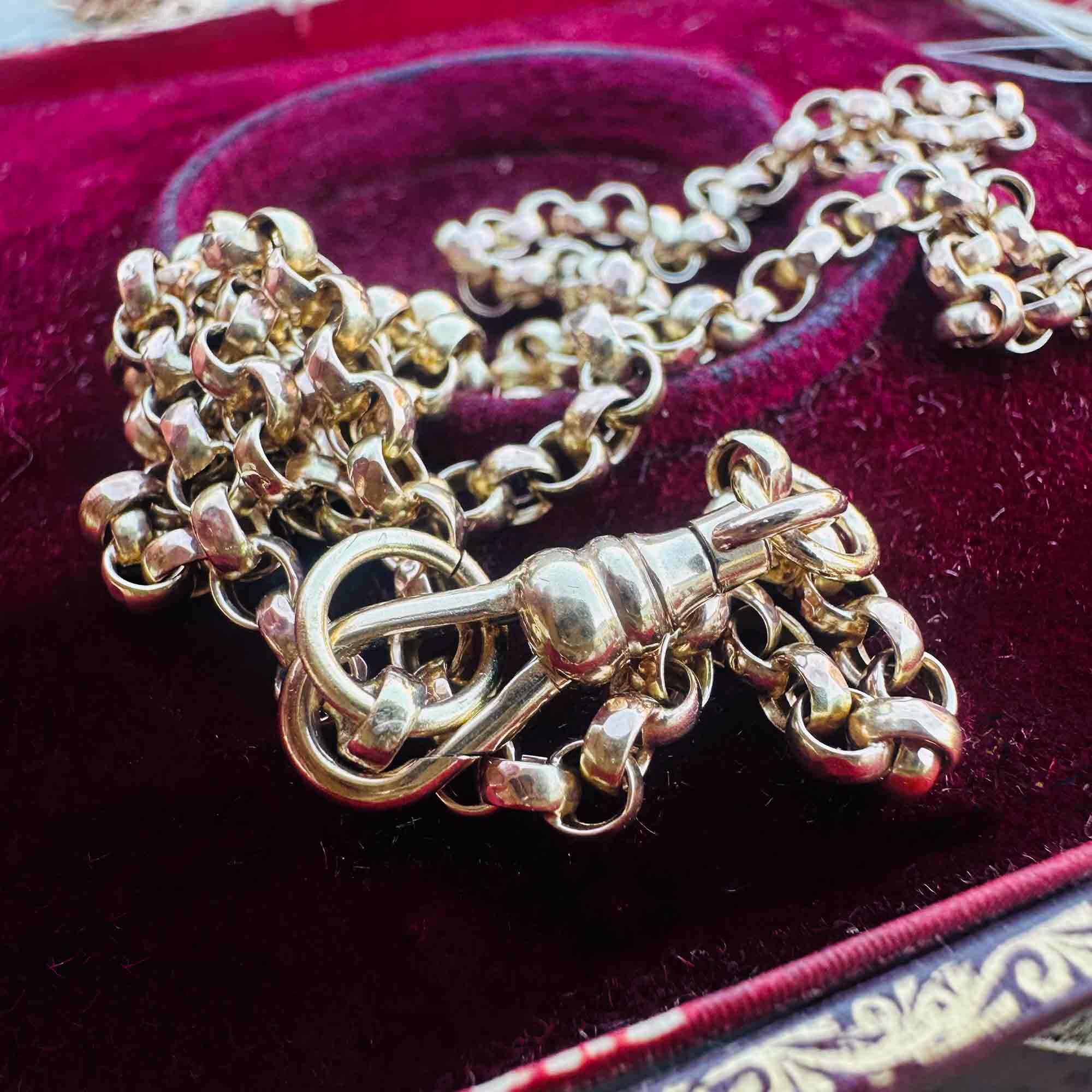 Rose Gold Belcher Link Chain & Dog Clip Clasp displayed on pink velvet