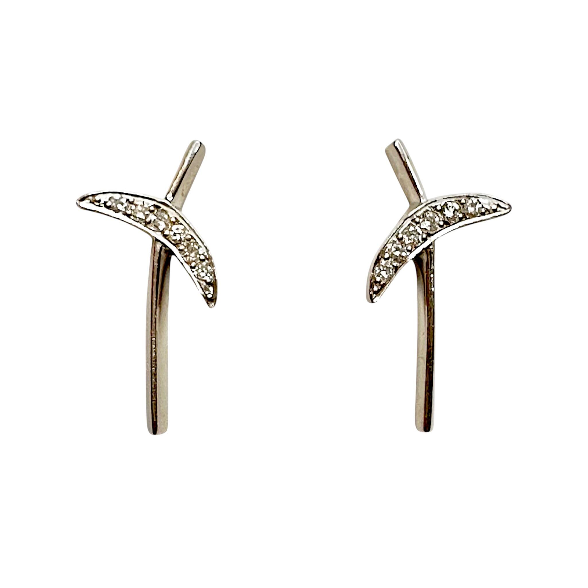 Platinum & Diamond Kiss Earrings with white background