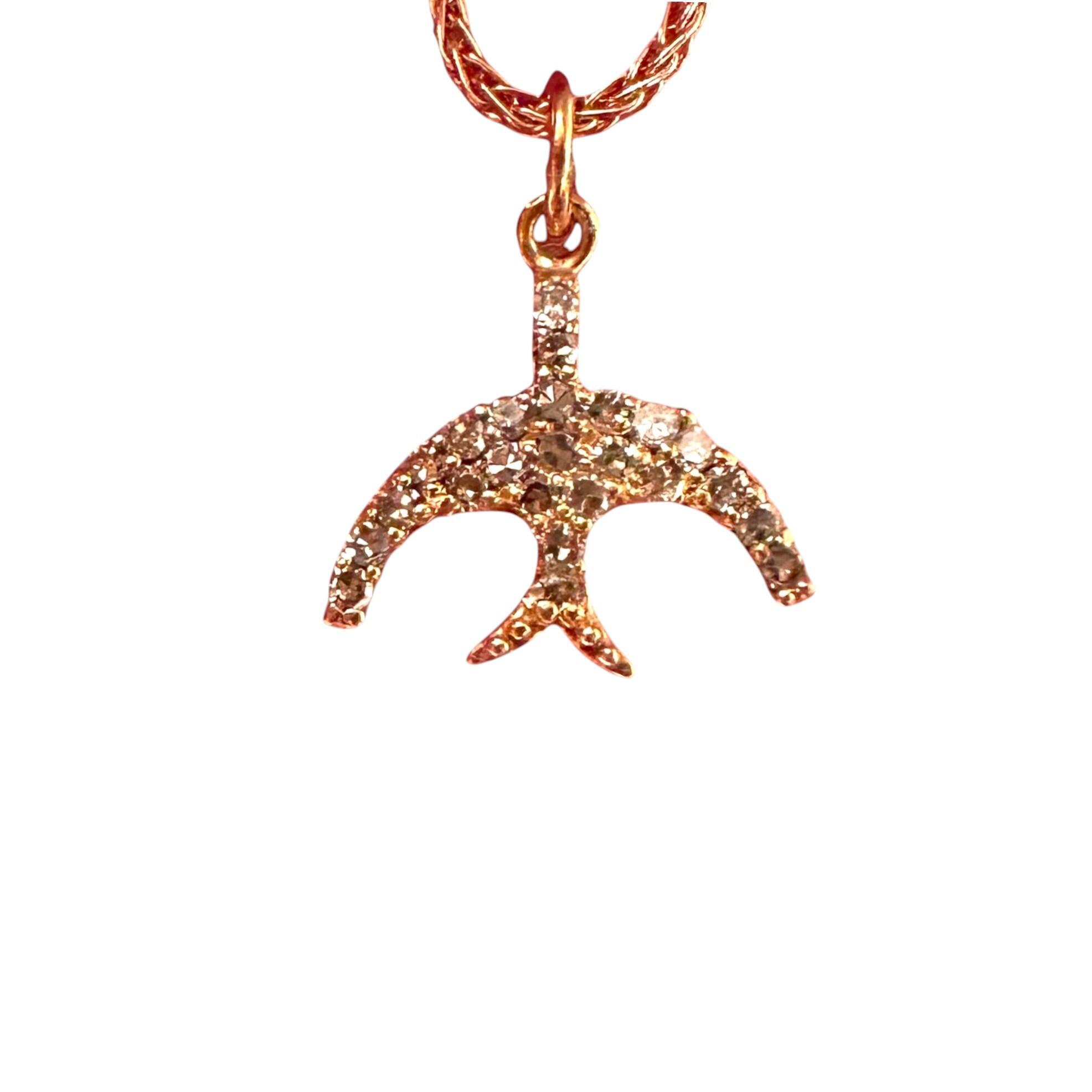 14ct Rose Gold & Diamond Swallow Charm Pendant, white background