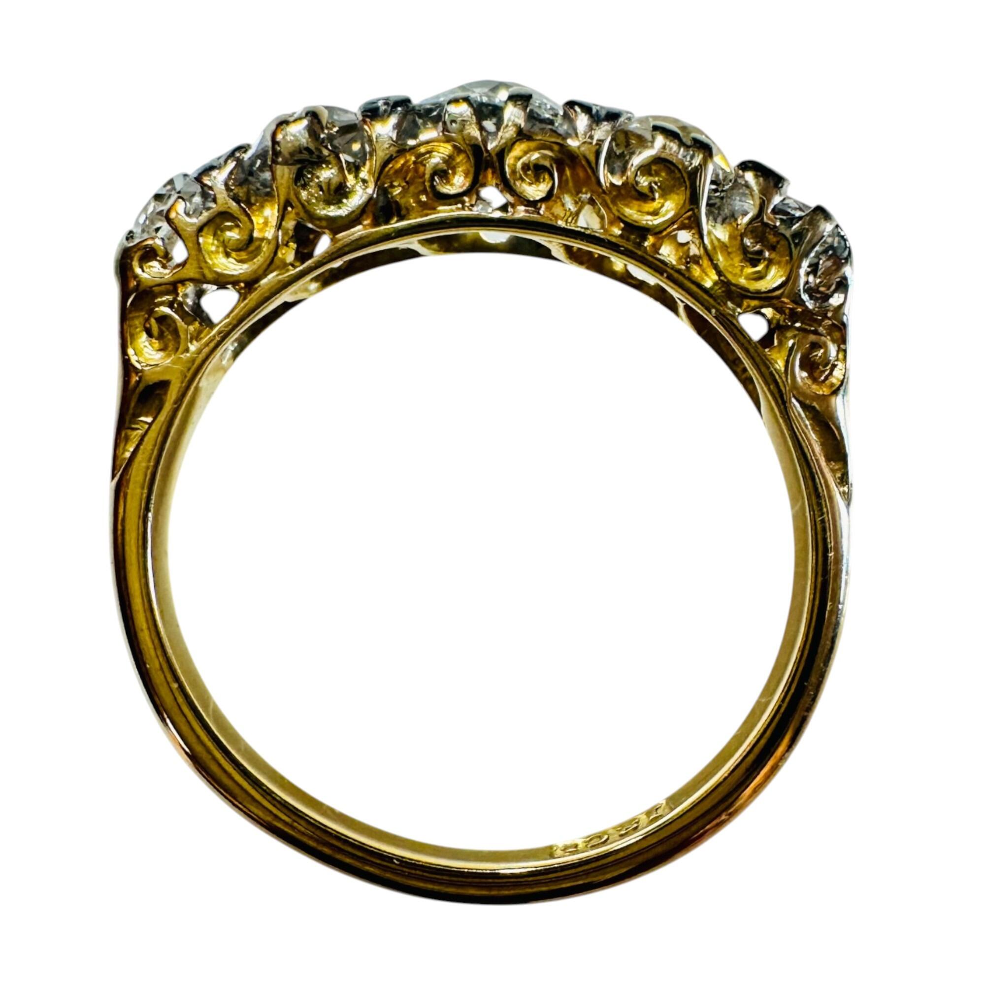 Victorian old-cut Diamond 1.86ct carved hoop ring with white background, side view