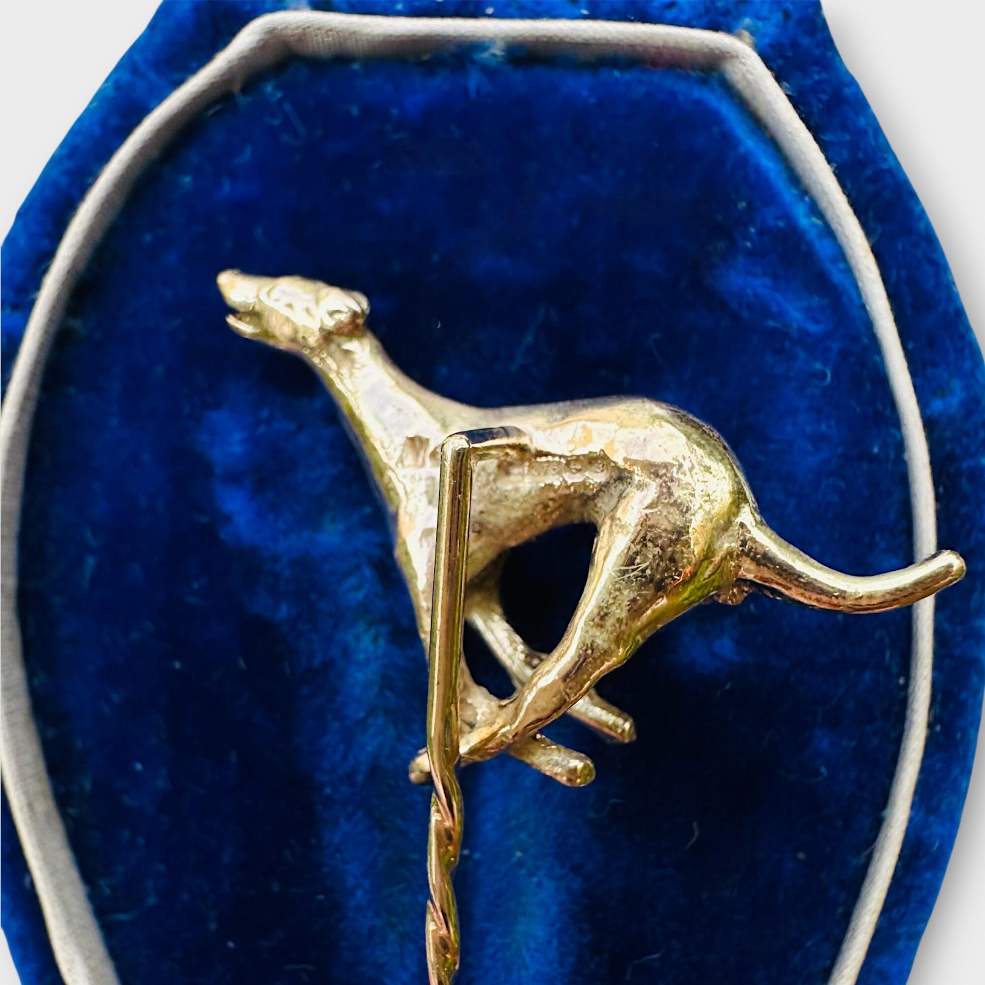 Antique 9ct Gold Leaping Greyhound Dog Stick Pin – Dog Motif Jewellery