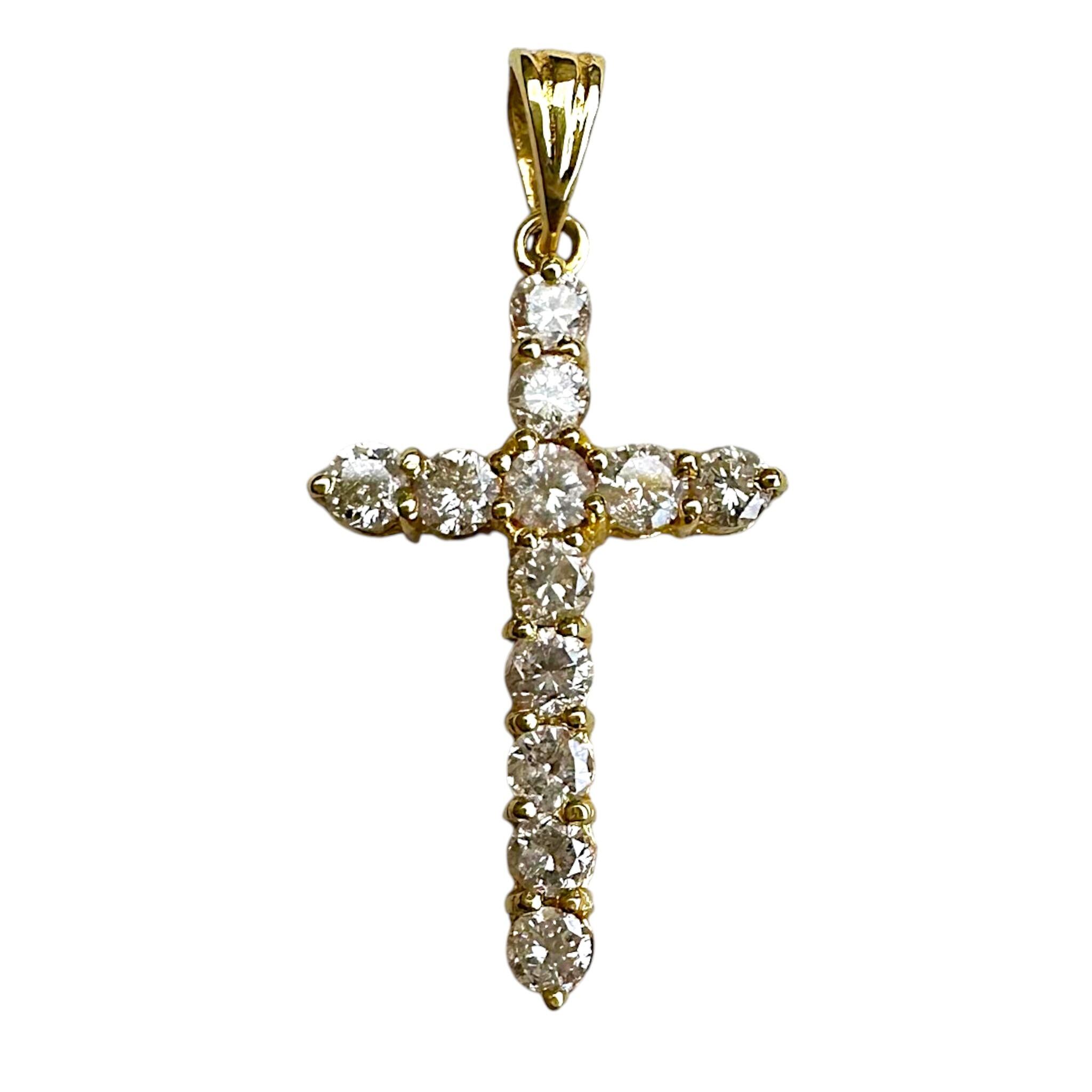 Vintage luxury 18ct Gold & Diamond Cross Pendant with white background