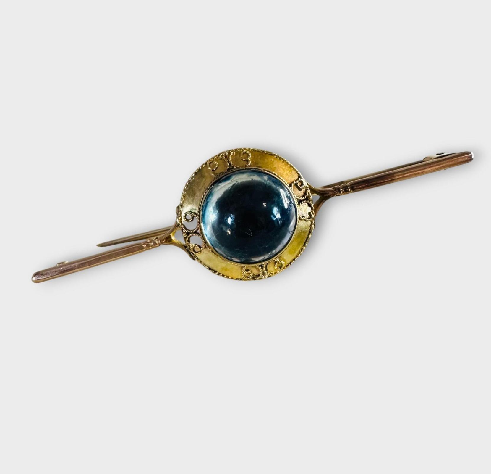Antique Victorian 9ct Gold Fish Eye Brooch: Symbolic Optical Glass Pin