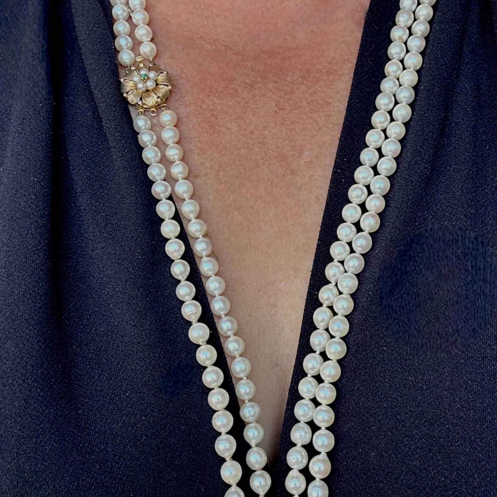 Cultured Pearl & Turquoise Necklace displayed on models neck.