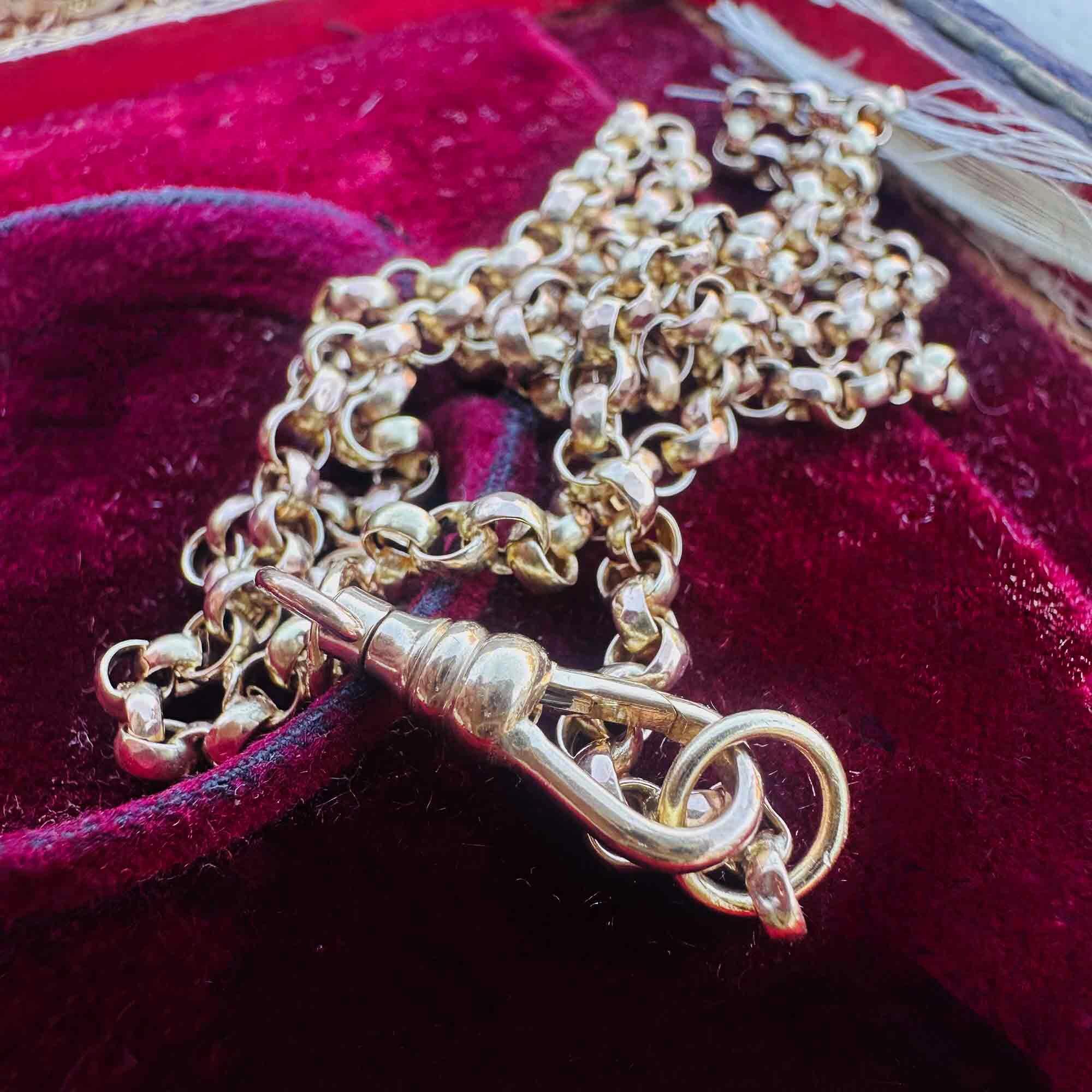 Rose Gold Belcher Link Chain & Dog Clip Clasp displayed on pink velvet