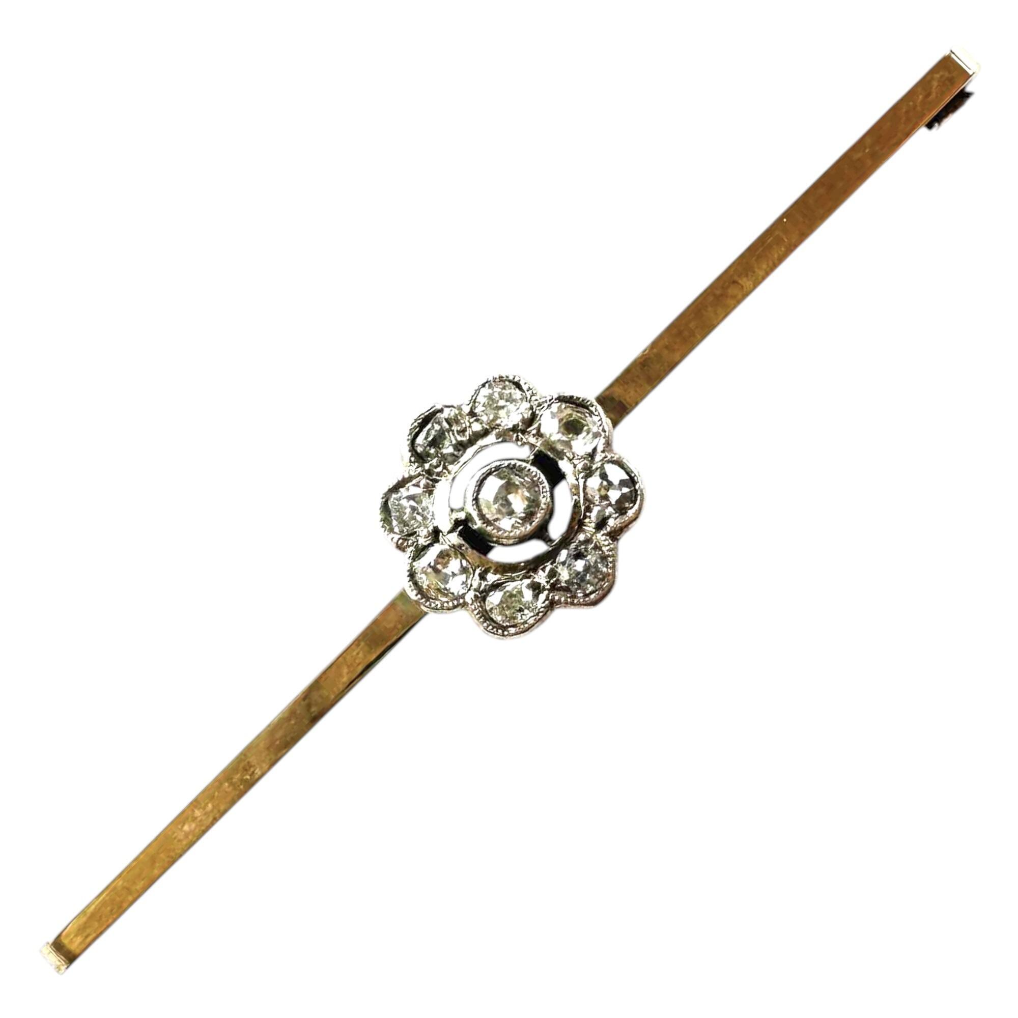 Art Deco diamond daisy cluster brooch with 0.28cts diamonds, 9ct gold, Birmingham 1936/37