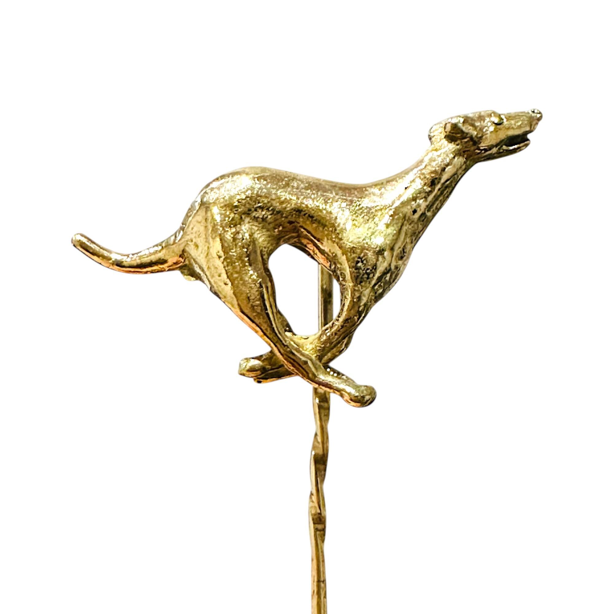 Antique 9k Gold Leaping Greyhound Dog Stick Pin – Dog Motif Jewellery
