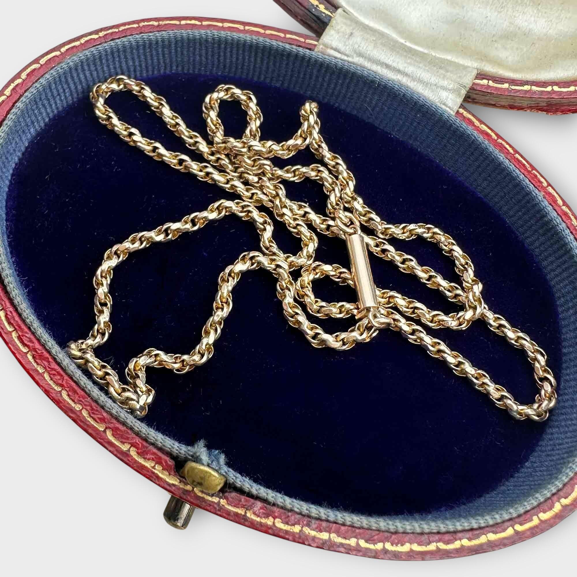 Antique 9ct gold rope chain necklace with classic barrel clasp.
