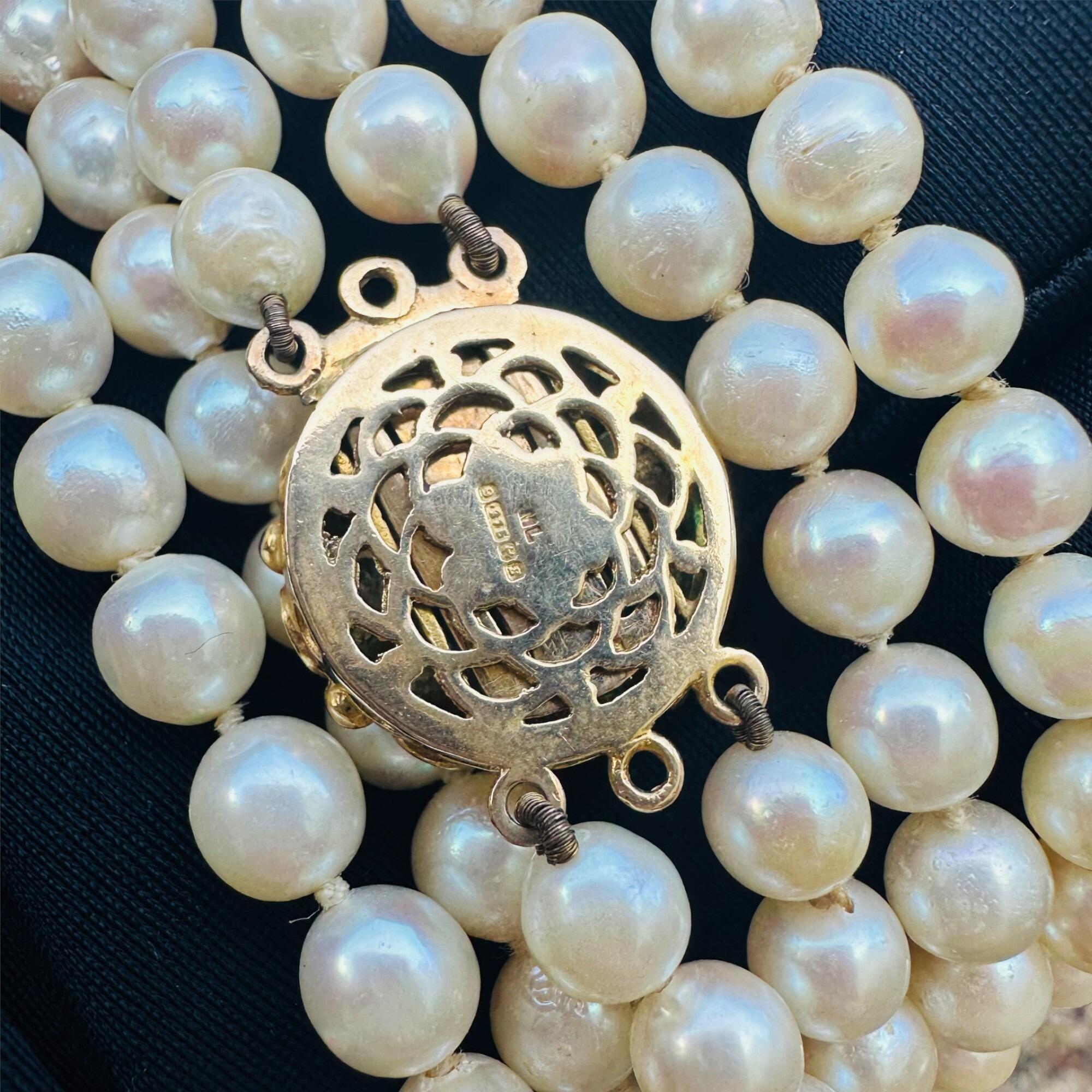 rear view of clasp on Cultured Pearl & Turquoise Necklace