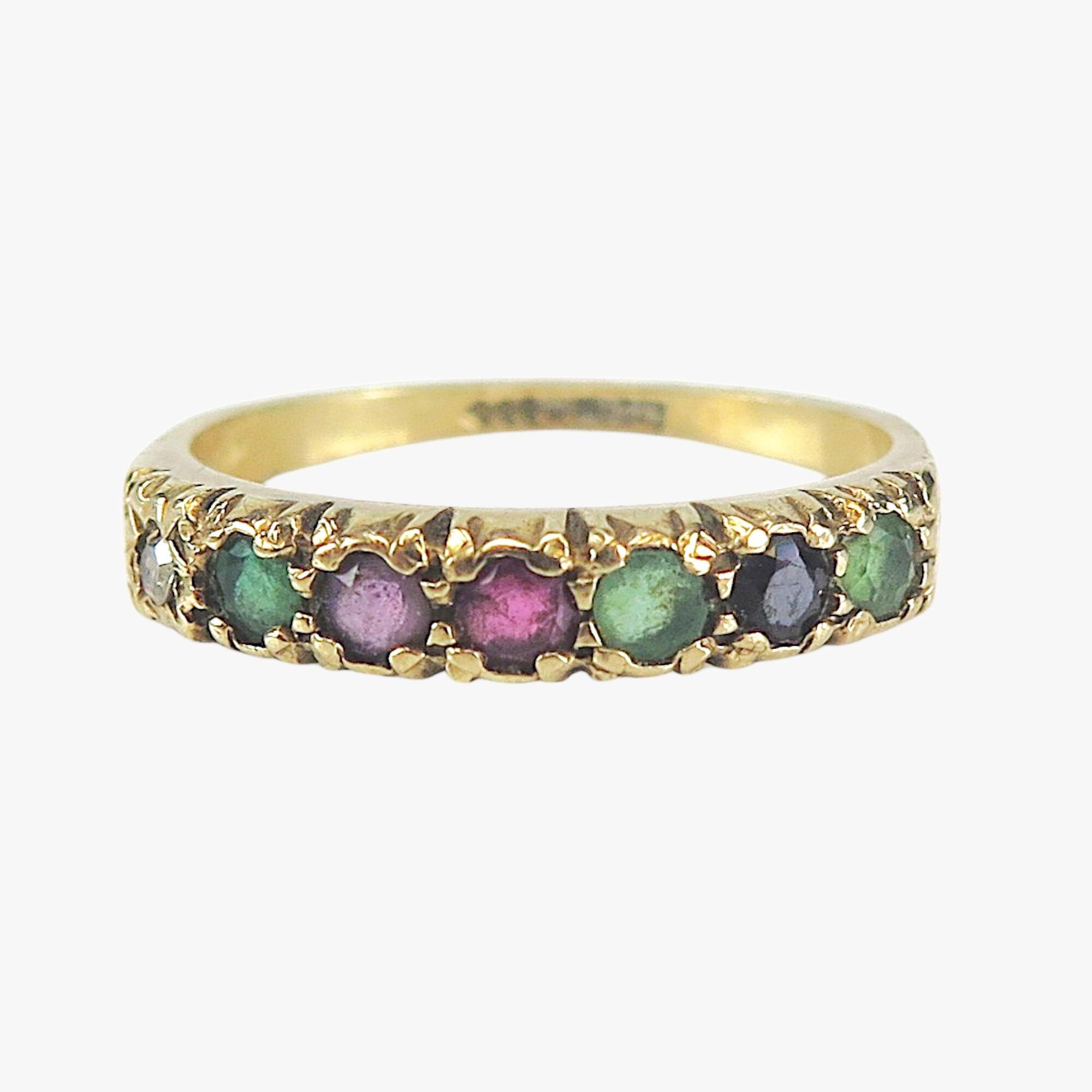 Antique DEAREST Acrostic Ring with grey background
