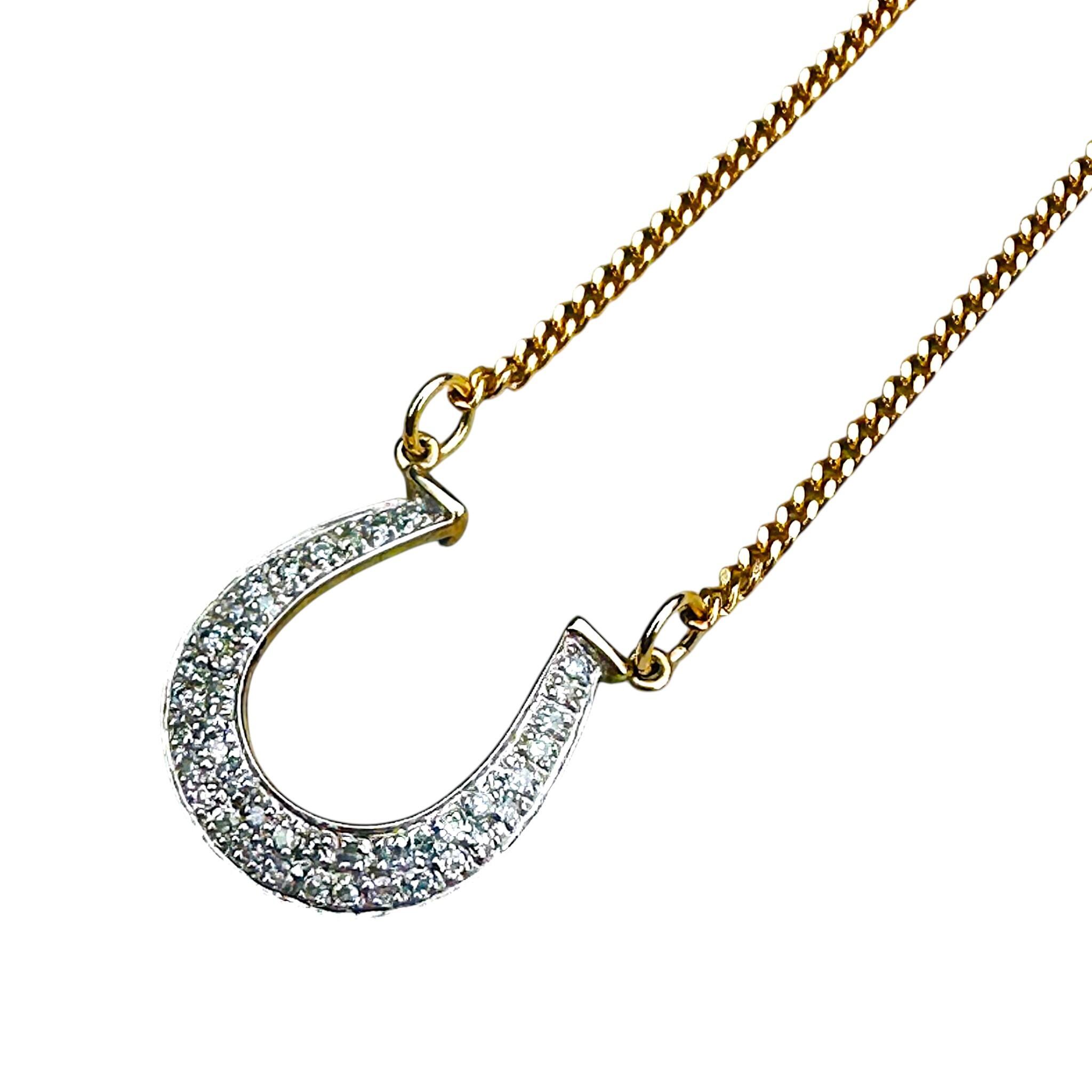 Vintage Diamond Horseshoe Necklace with white background