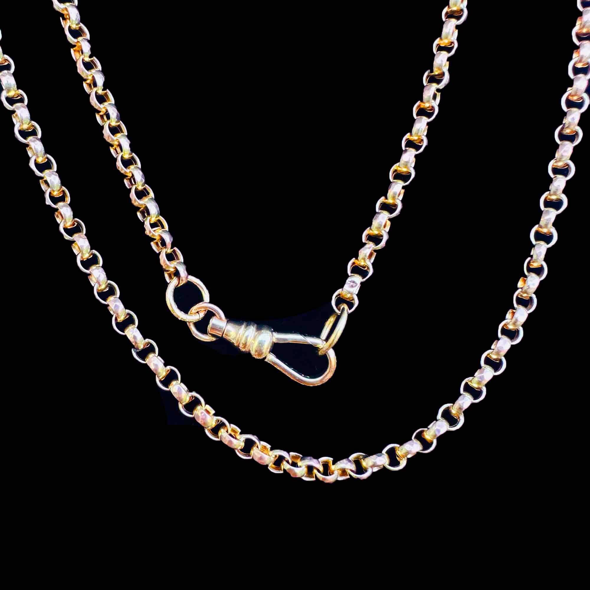 Rose Gold Belcher Link Chain & Dog Clip Clasp displayed on black velvet