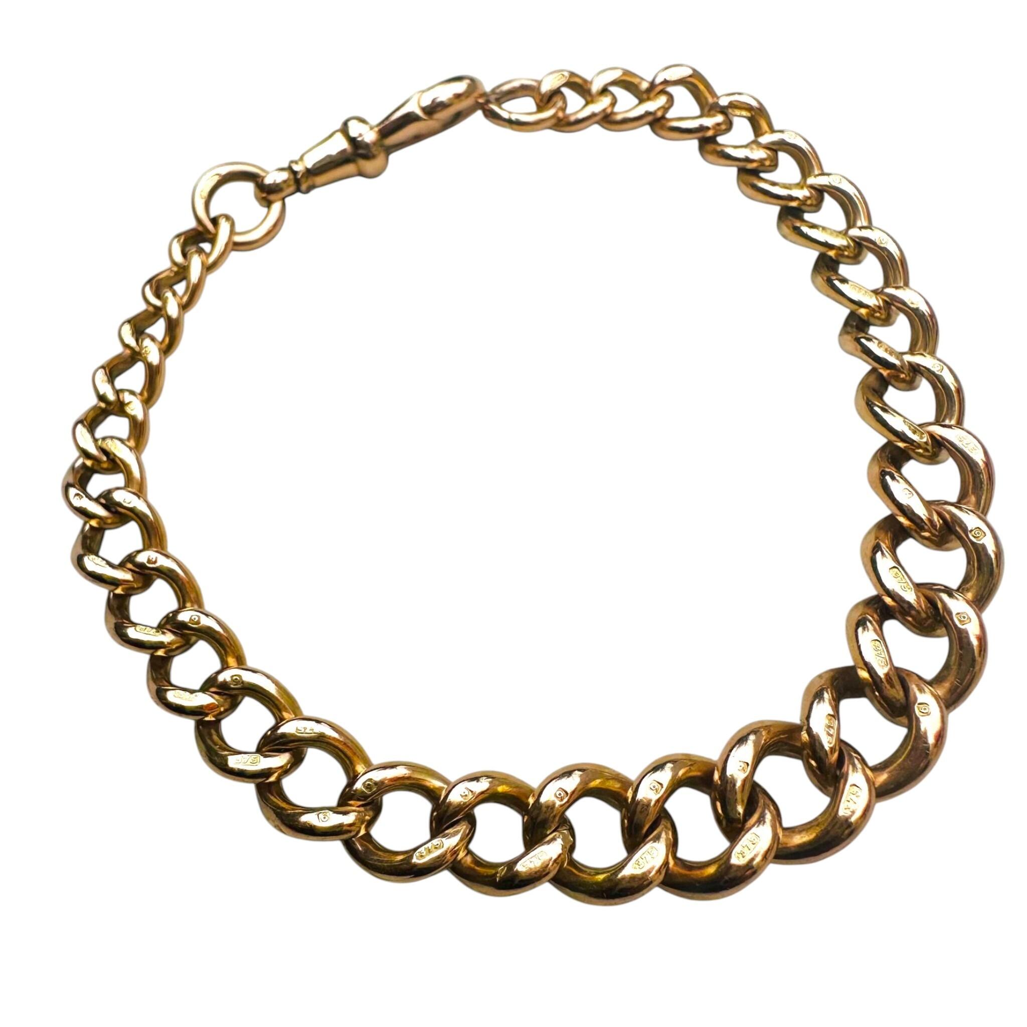 Antique Solid Rose Gold Albert Chain Bracelet & Dog Clip Clasp with white background