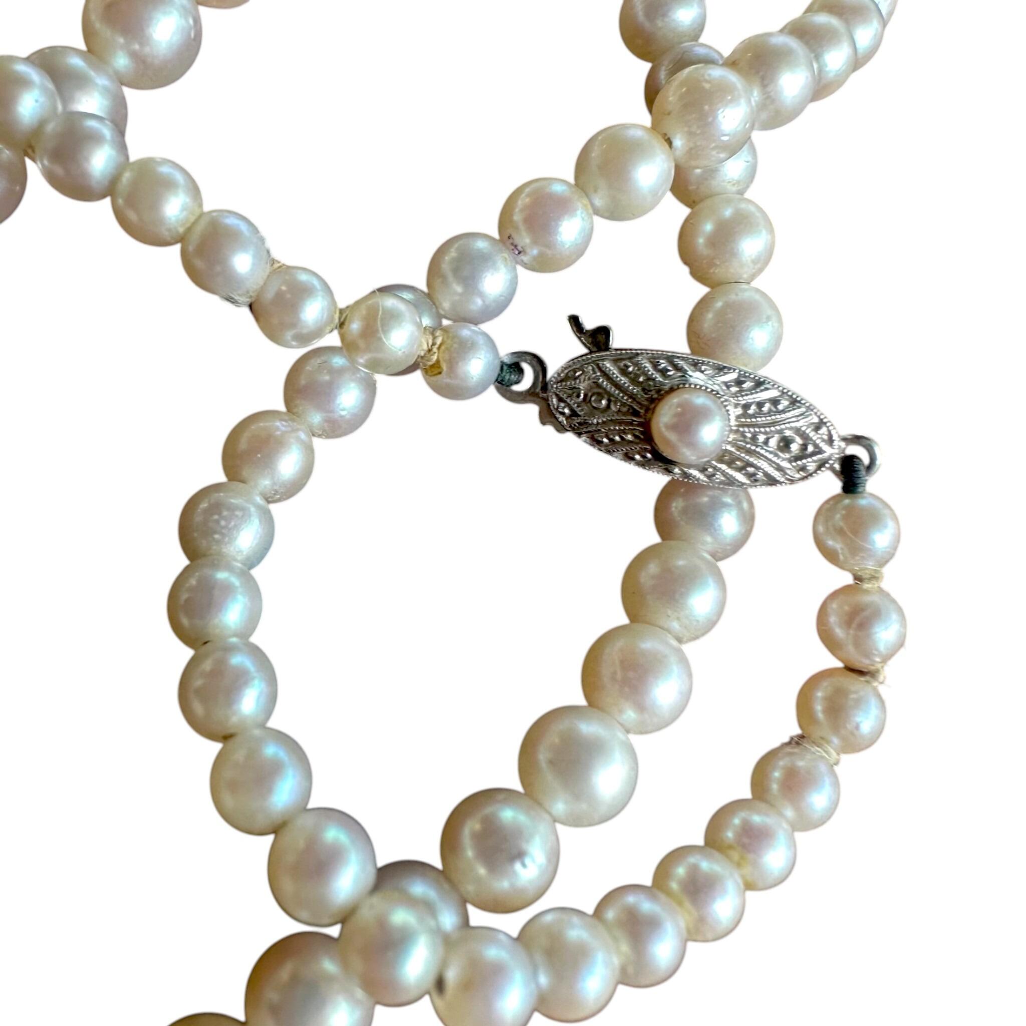 Antique Art Deco Akoya Pearl Necklace, with white background