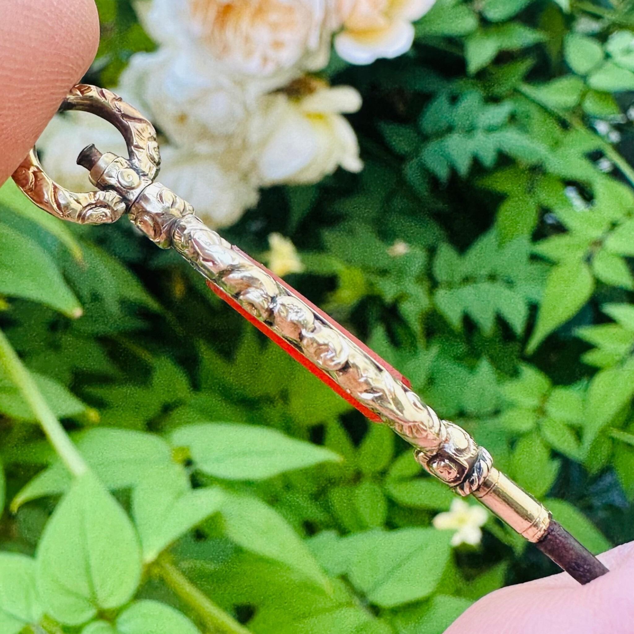 side view of Antique Georgian Carnelian Watch Key Pendant