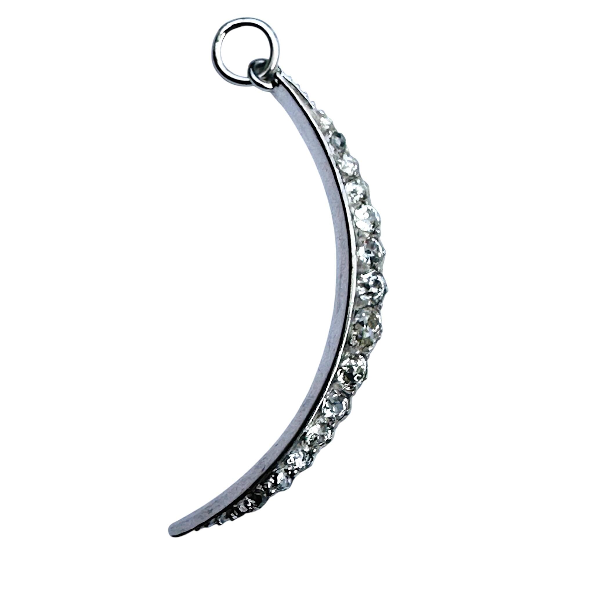 front view of Antique Victorian Old Cut Diamond Moon Crescent Pendant with white background