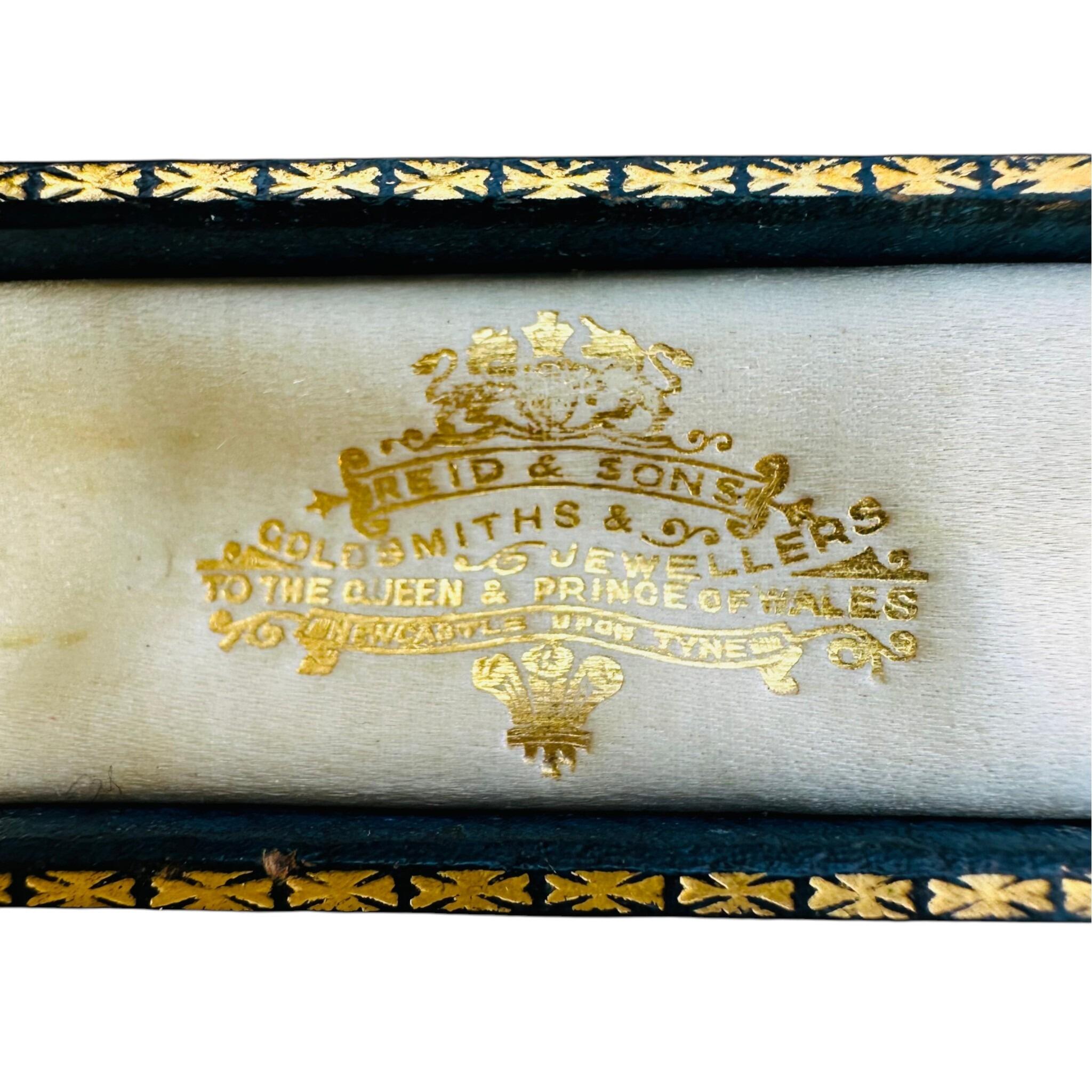 Antique Victorian original box of Gold Maltese Cross Stick Pin, with white background