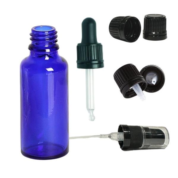 30ml cobalt blue glass bottle with lids
