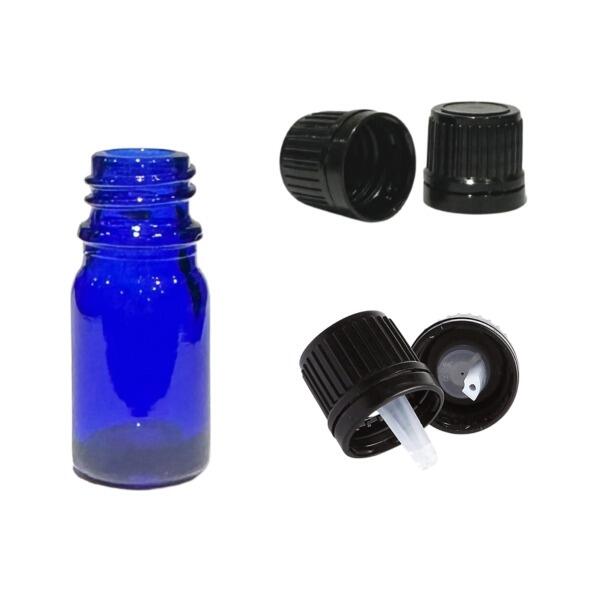 5ml Blue Glass Bottle with lid options for Essential Oils