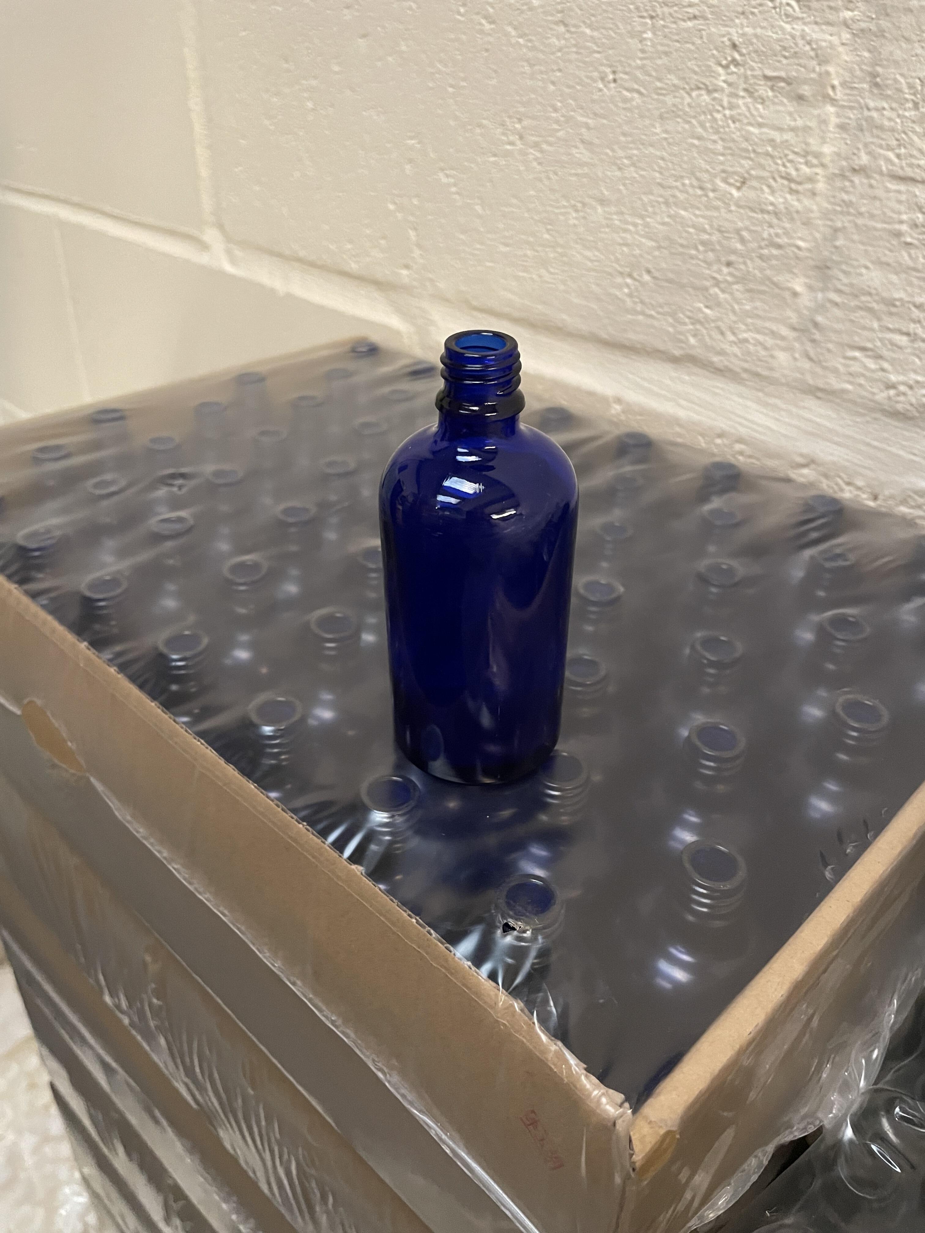 Case of 56 100ml blue bottles - no lids