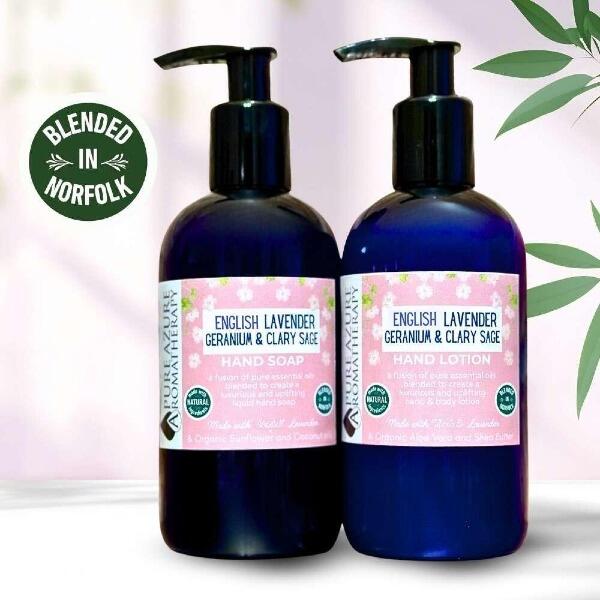 English Lavender, Geranium & Clary Sage Lotion and hand wash set