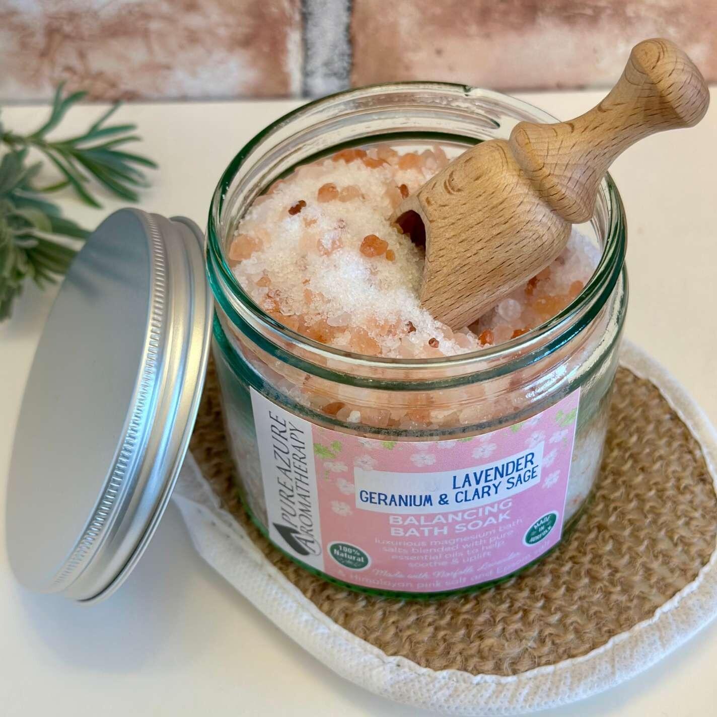 Lavender geranium and clary sage magnesium bath soak
