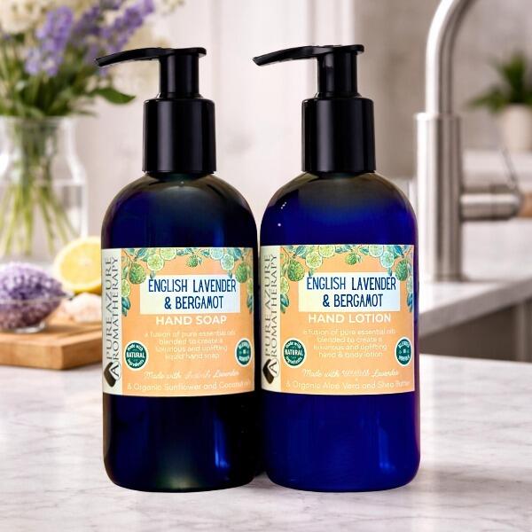 English Lavender & Bergamot Liquid Natural Hand Soap and Hand Lotion Set