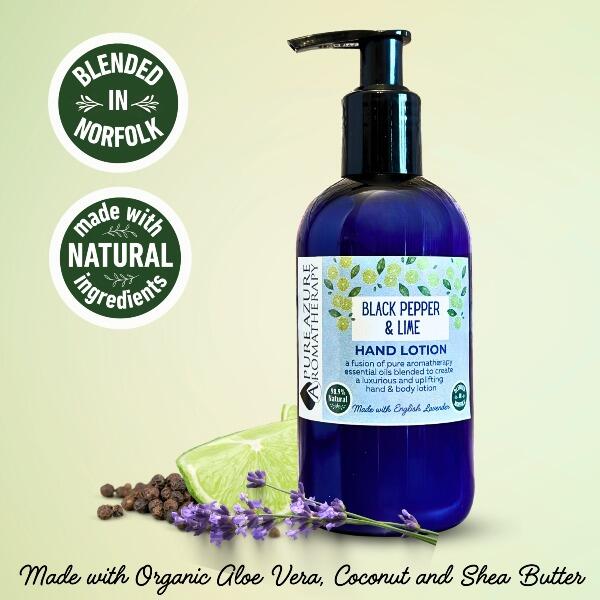 Black Pepper & Lime Hand and Body Lotion - Natural lotion with Organic Aloe Vera and Shea Butter