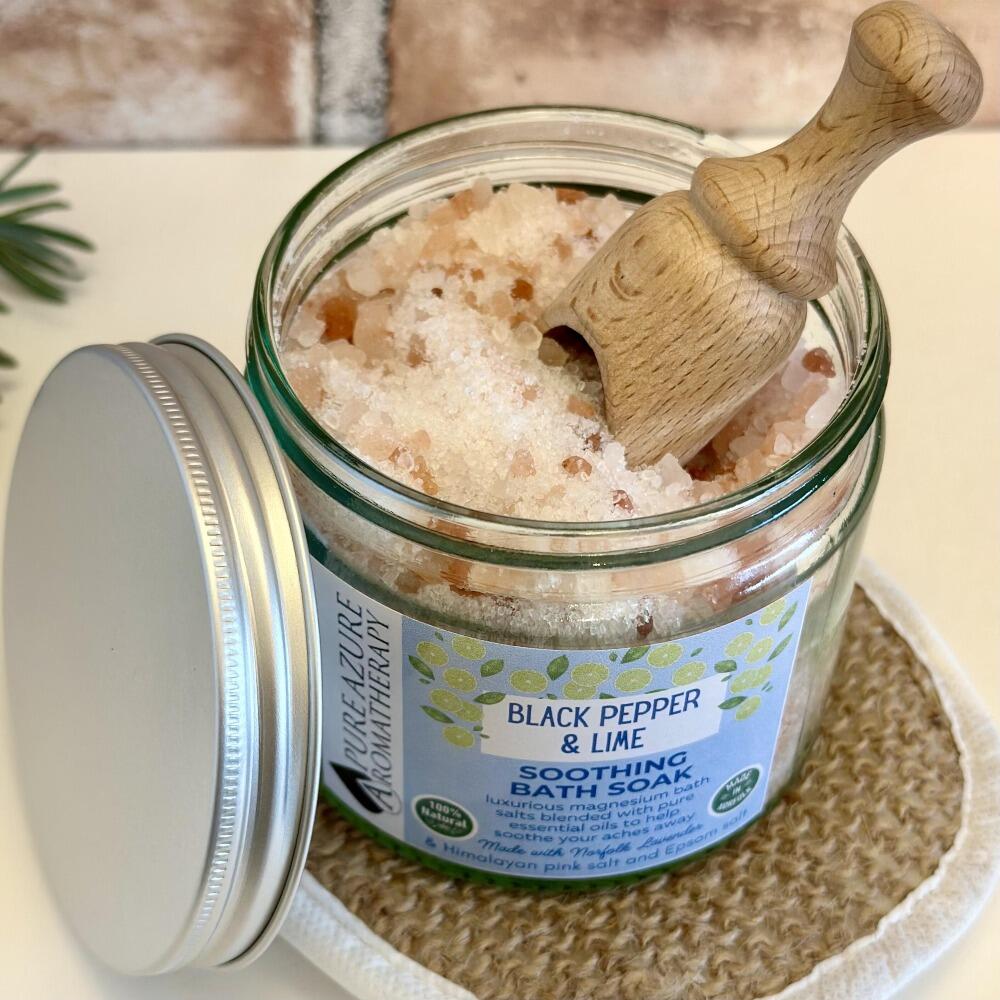 black pepper & lime soothing magnesium bath salts