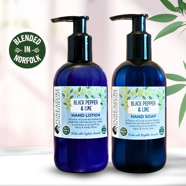 Black pepper and lime liquid soap and lotion set