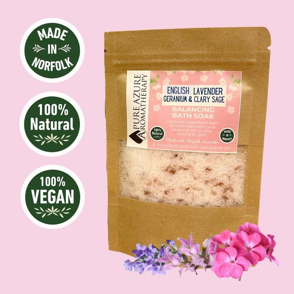 Geranium, lavender and clary sage bath salts