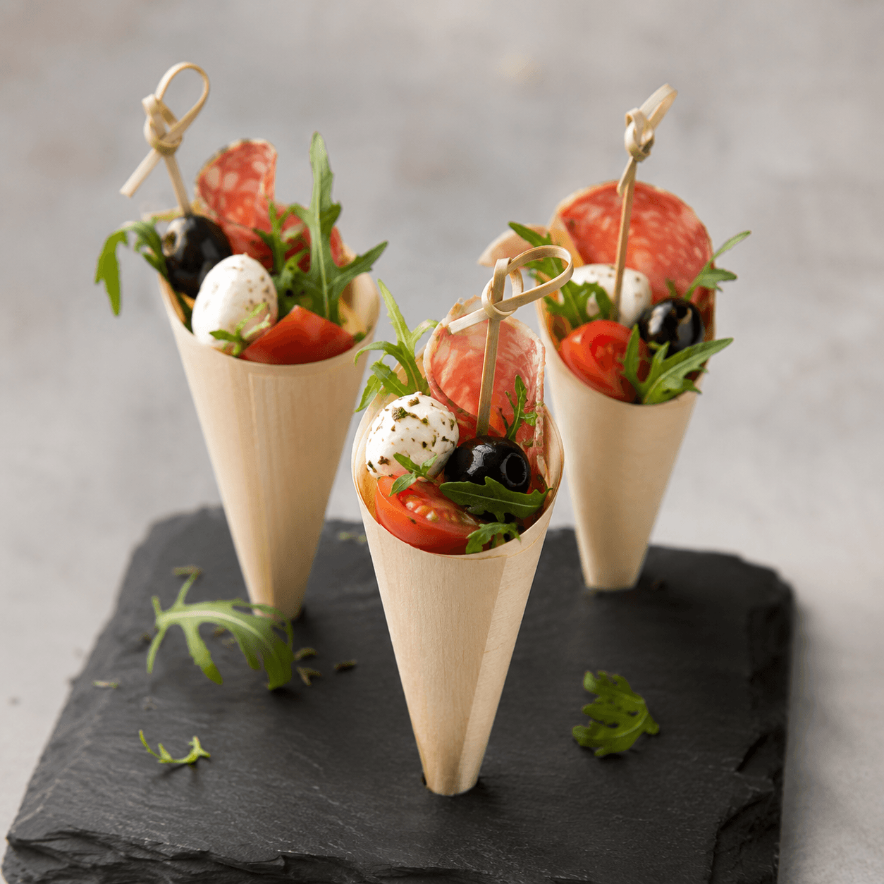 Mini 125mm Wooden Canapé Cones