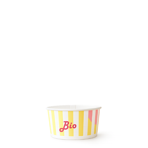 Biodegradable TYPE 102 155ml Ice Cream Tub - Lemon Stripe -1