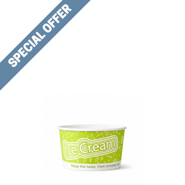 TYPE 102c Compostable 160ml Ice Cream Tub - Green Cream -1