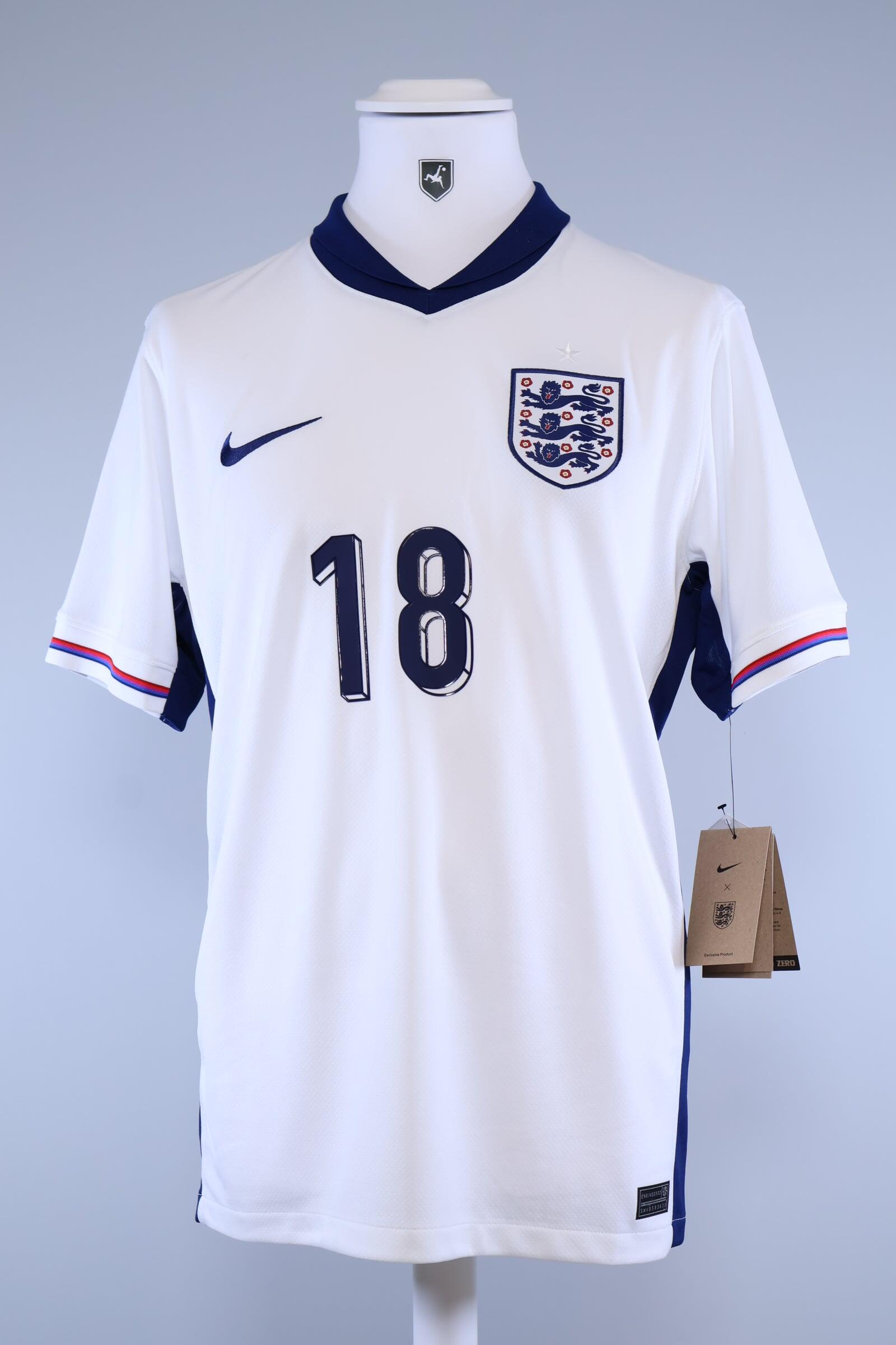 England 2024/25 Gordon #18 Euros Home Shirt - M Authenic Original Football Shirt